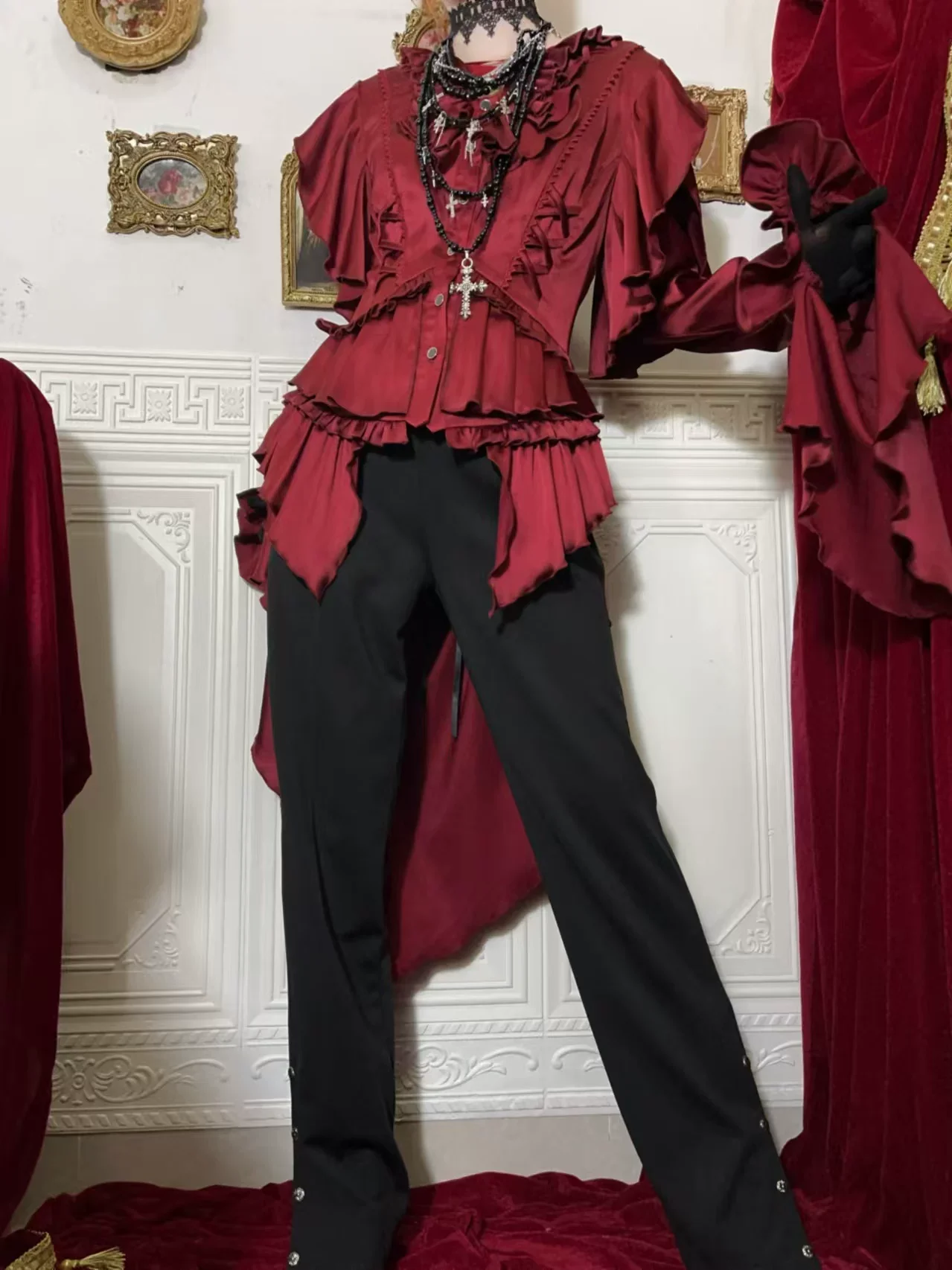 Abyssal Echo - Mermaid Inspired Ouji Lolita Shirt & Side Zipper SK Dress - Image 46