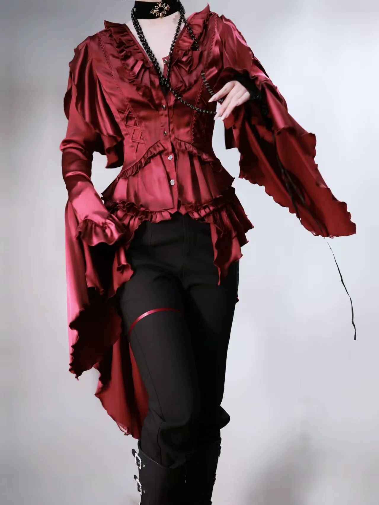 Abyssal Echo - Mermaid Inspired Ouji Lolita Shirt & Side Zipper SK Dress - Image 50