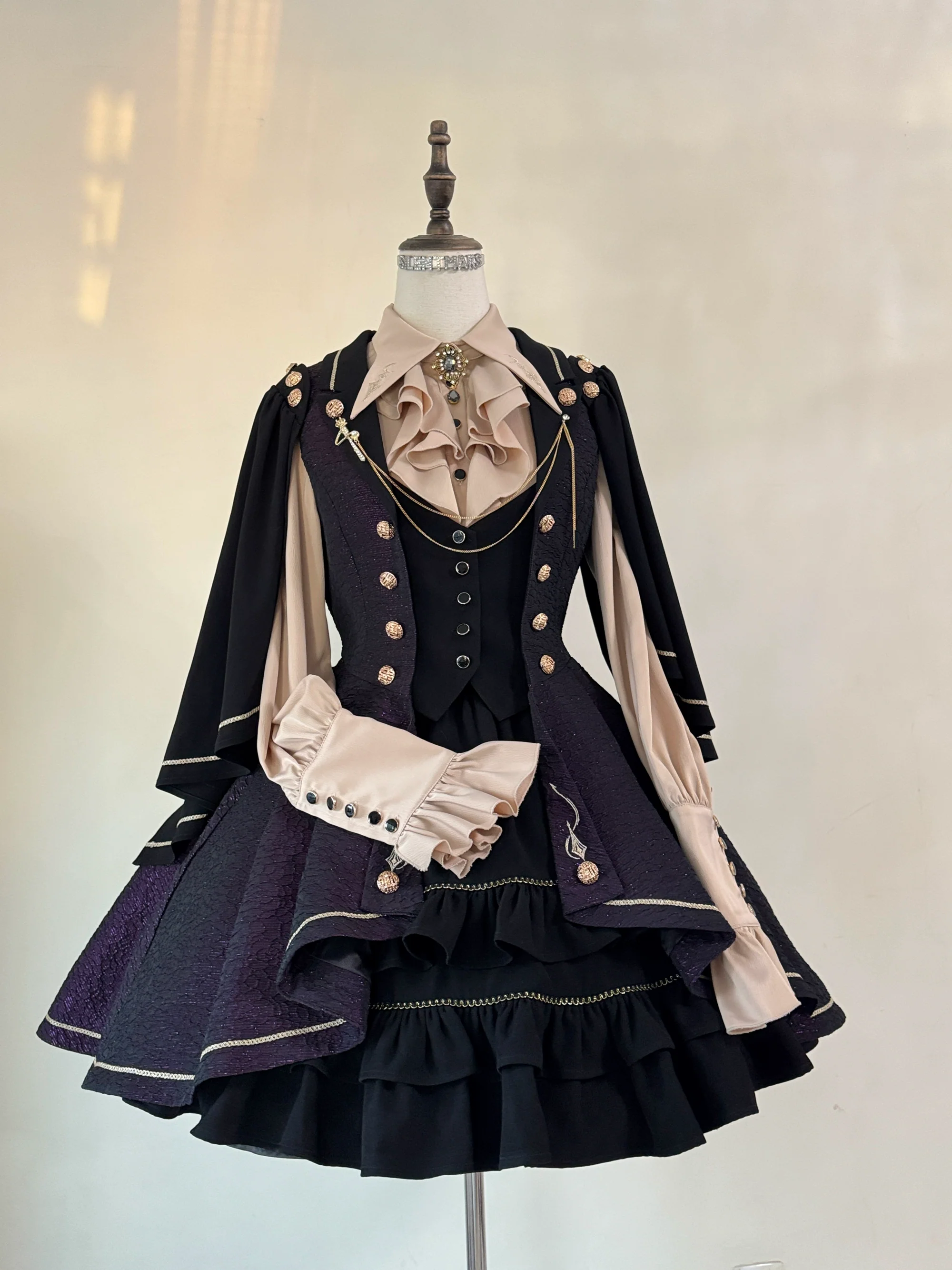 SilentMars - Fallen Moon Rule - Military Lolita Shirt Set Retro Knight Style Blouse - Image 12