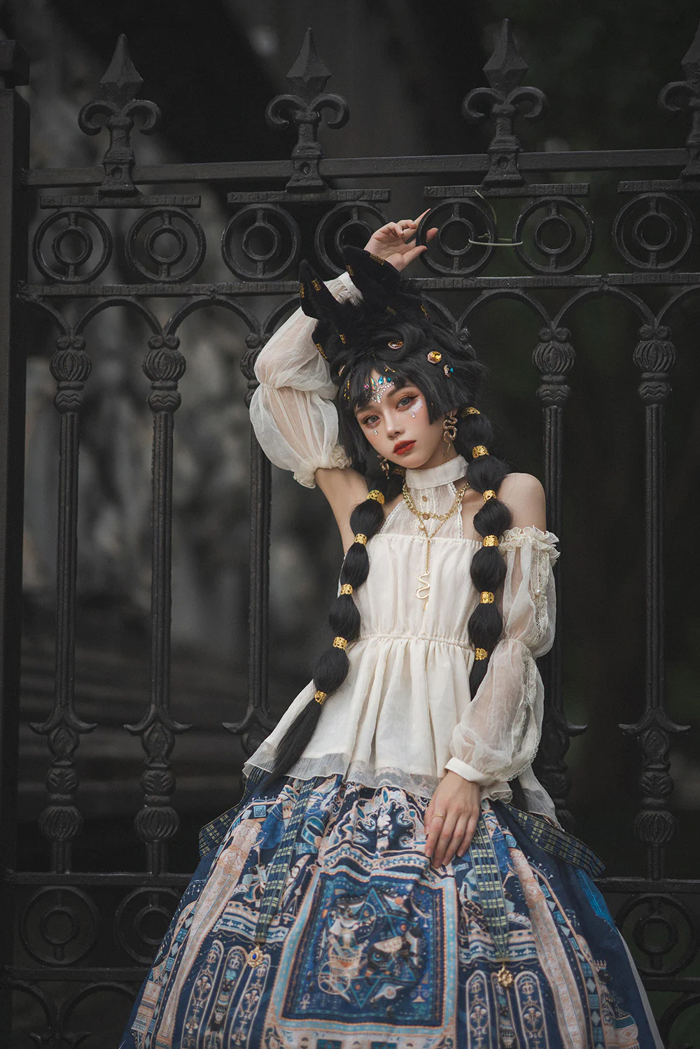 Dusk Bester - Egyptian Lolita Halter Attached Sleeve Blouse - Image 11