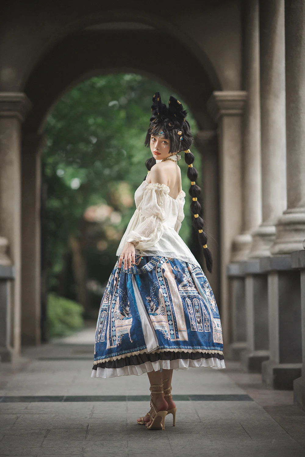 Dusk Bester - Egyptian Lolita Halter Attached Sleeve Blouse - Image 12