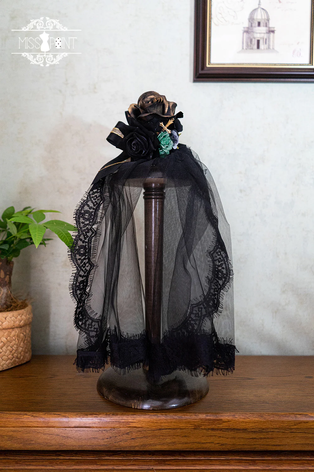 Stripped Lolita Headband Veil Hat Clip Necklace - Image 38