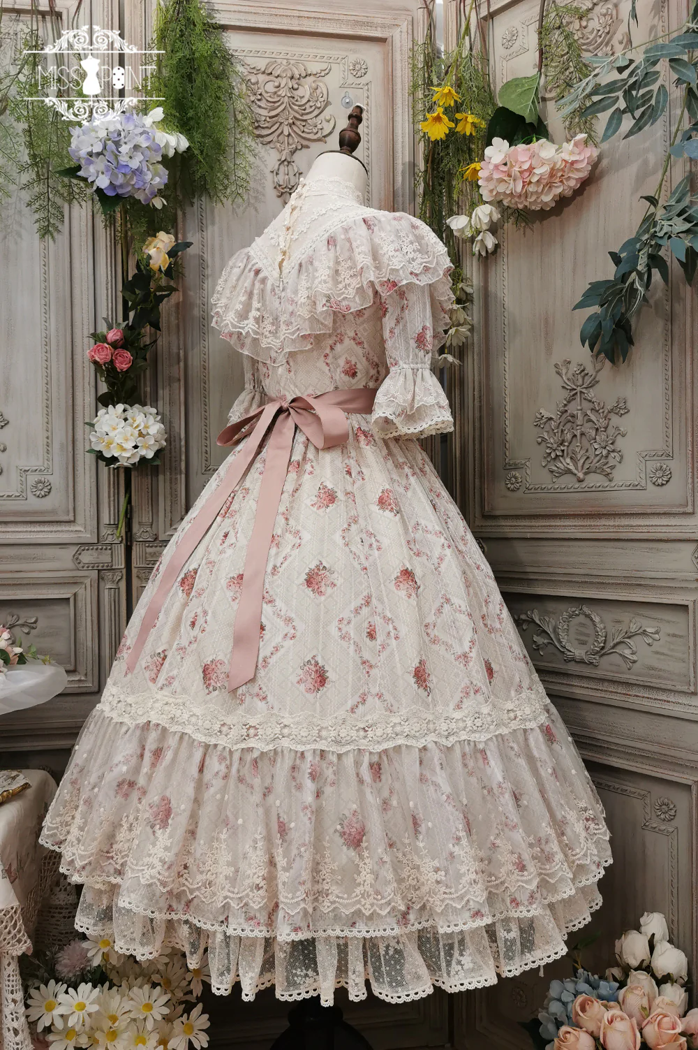 Woody Rose - Classic Elegant Floral Lolita OP Dress - Image 14