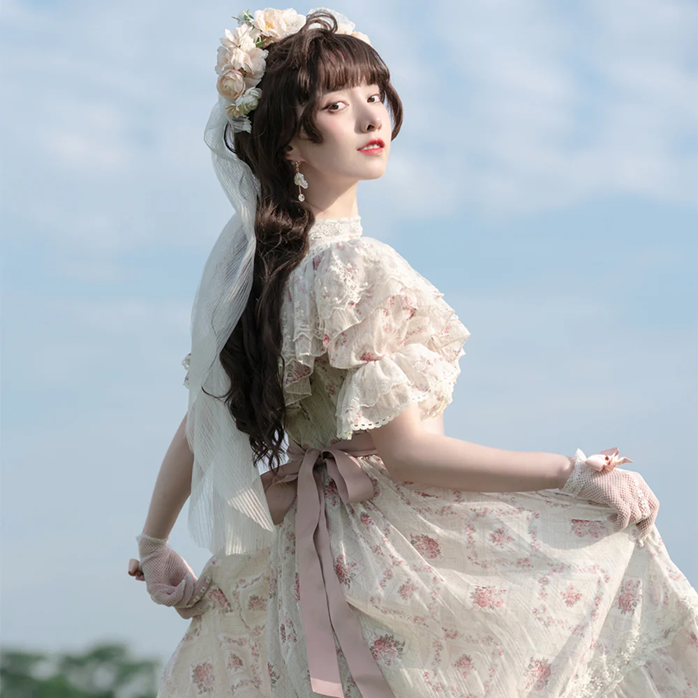 Woody Rose - Classic Elegant Floral Lolita OP Dress - Image 4