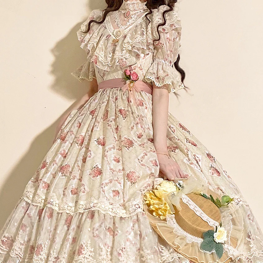 Woody Rose - Classic Elegant Floral Lolita OP Dress - Image 5