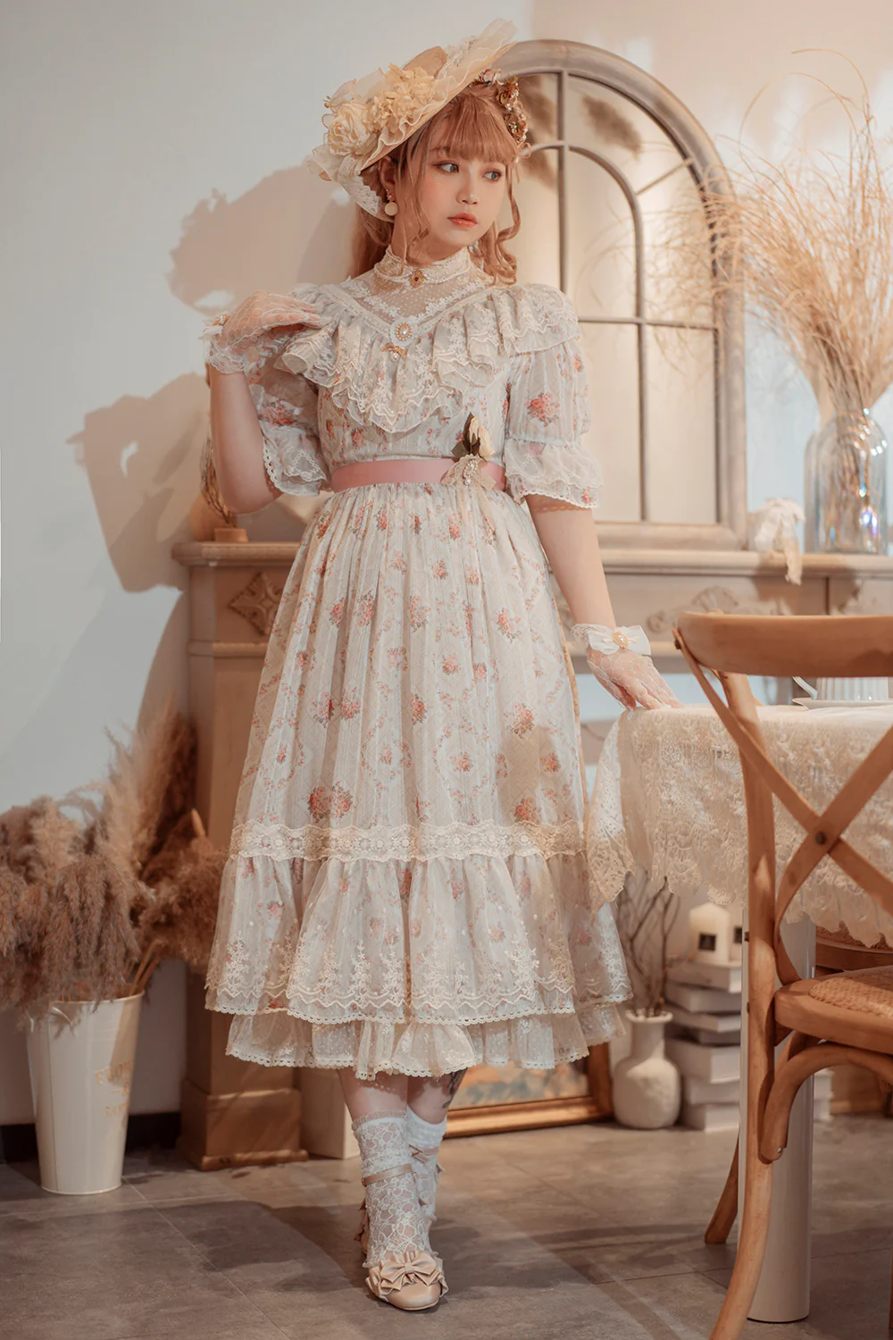 Woody Rose - Classic Elegant Floral Lolita OP Dress - Image 8