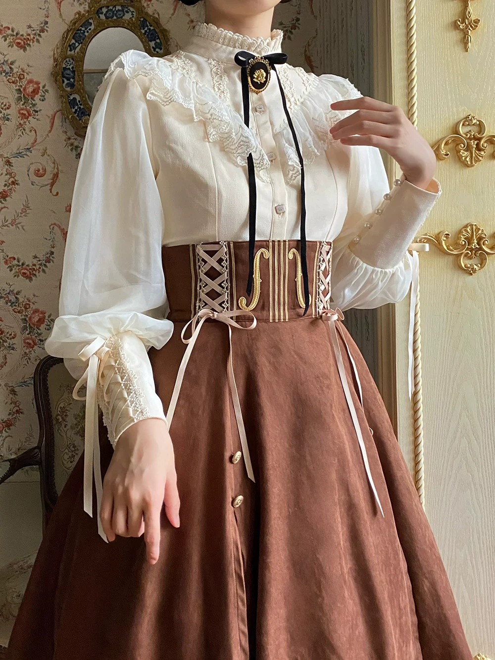 Golden Movement - Elegant Lolita Fishbone Skirt Customized - Image 99
