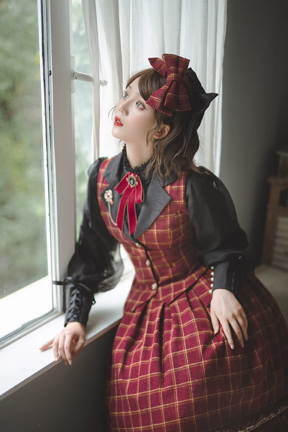 Rose - Elegant Lolita Fishbone Grid Skirt Customized - Image 14