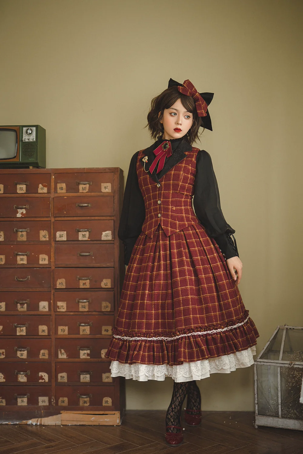 Rose - Elegant Lolita Fishbone Grid Skirt Customized - Image 20