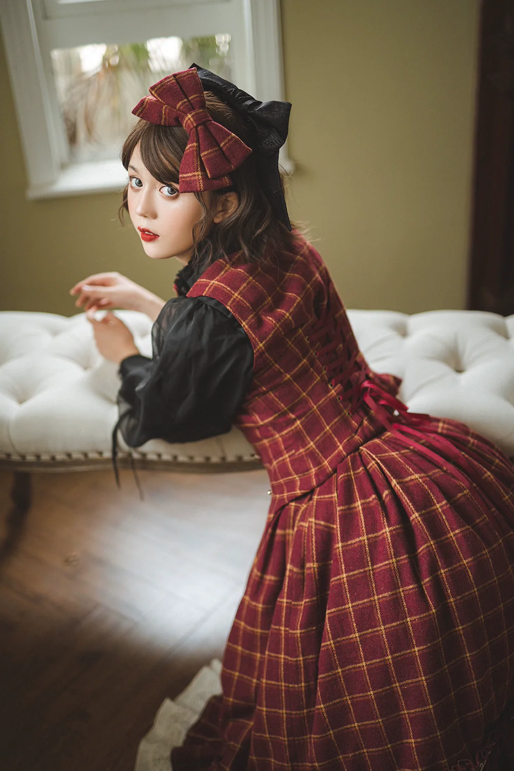 Rose - Elegant Lolita Fishbone Grid Skirt Customized - Image 21
