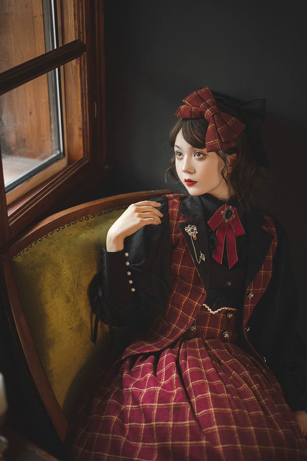 Rose - Elegant Lolita Fishbone Grid Skirt Customized - Image 34