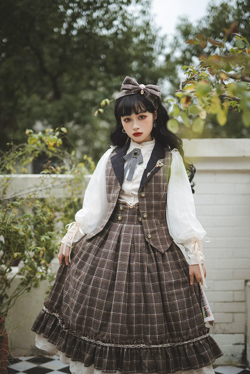 Rose - Elegant Lolita Fishbone Grid Skirt Customized - Image 37