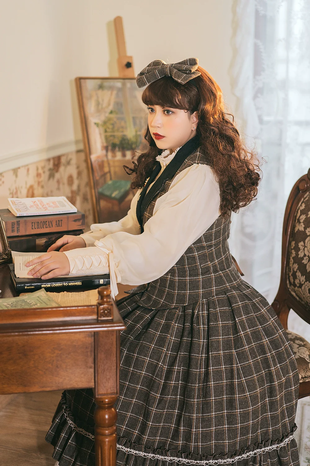 Rose - Elegant Lolita Fishbone Grid Skirt Customized - Image 38