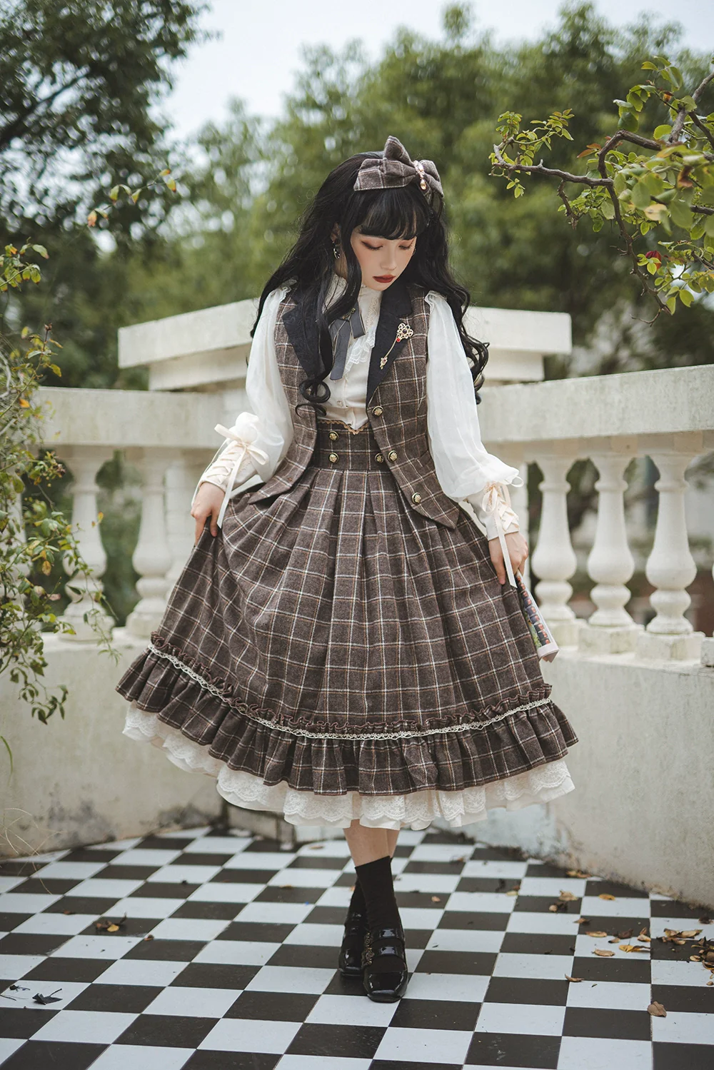 Rose - Elegant Lolita Fishbone Grid Skirt Customized - Image 39