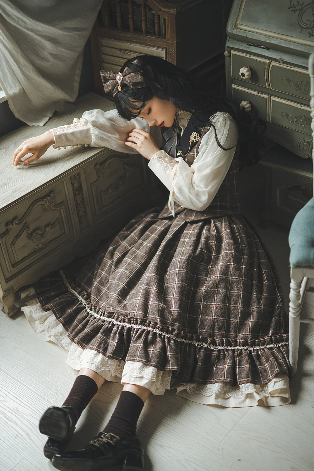 Rose - Elegant Lolita Fishbone Grid Skirt Customized - Image 44