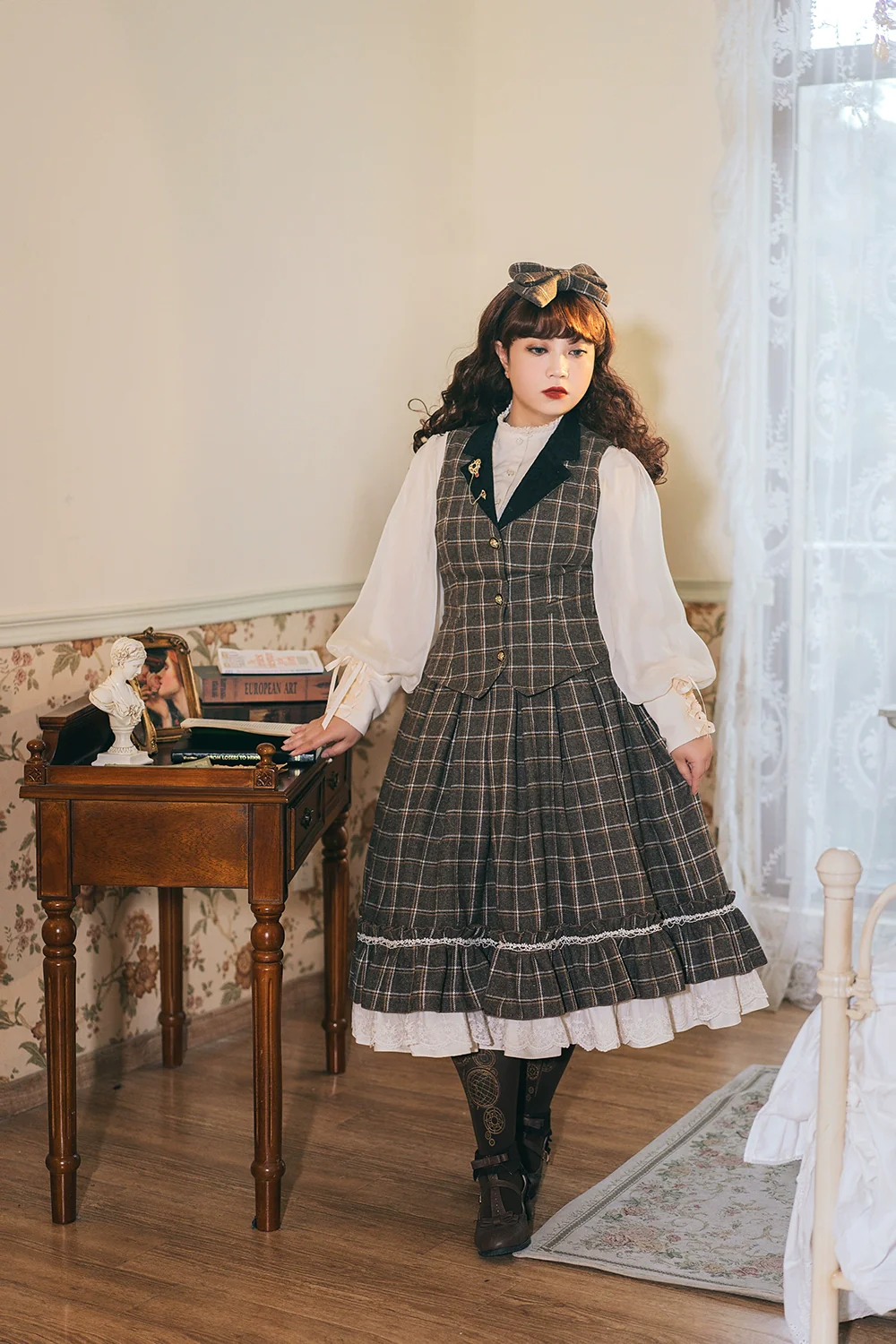 Rose - Elegant Lolita Fishbone Grid Skirt Customized - Image 45
