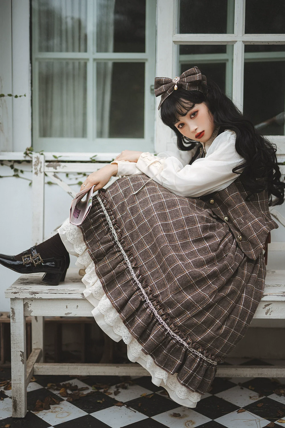 Rose - Elegant Lolita Fishbone Grid Skirt Customized - Image 46