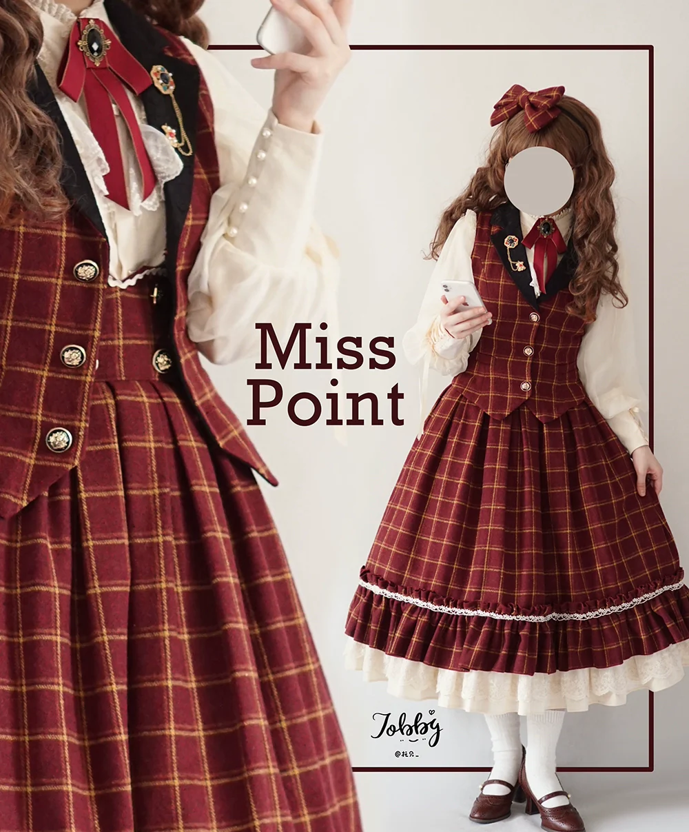 Rose - Elegant Lolita Fishbone Grid Skirt Customized - Image 67