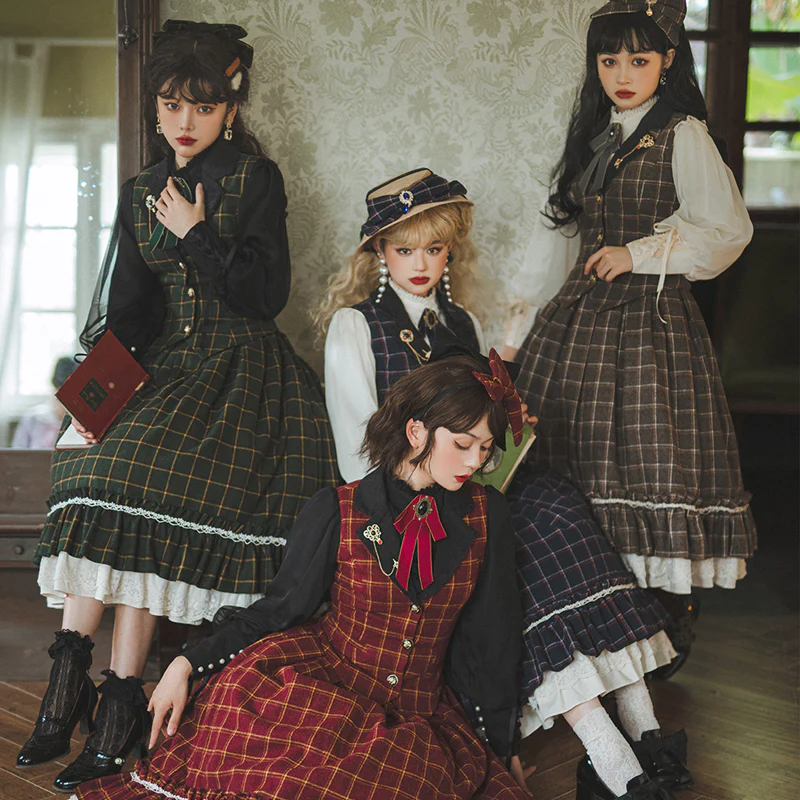 Rose - Elegant Lolita Fishbone Grid Skirt Customized - Image 8