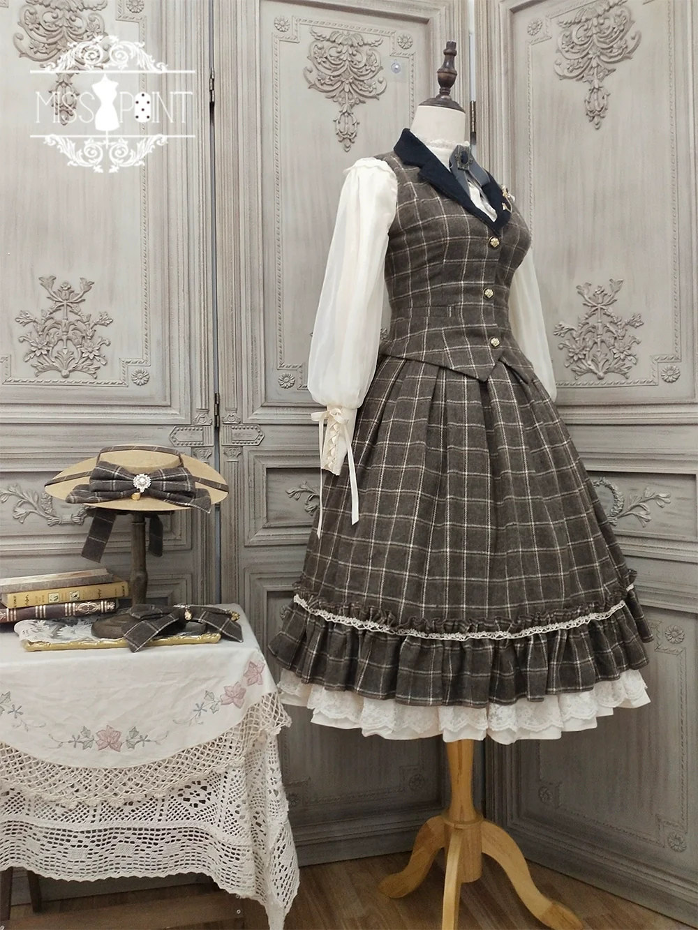 Rose - Elegant Lolita Fishbone Grid Skirt Customized - Image 82