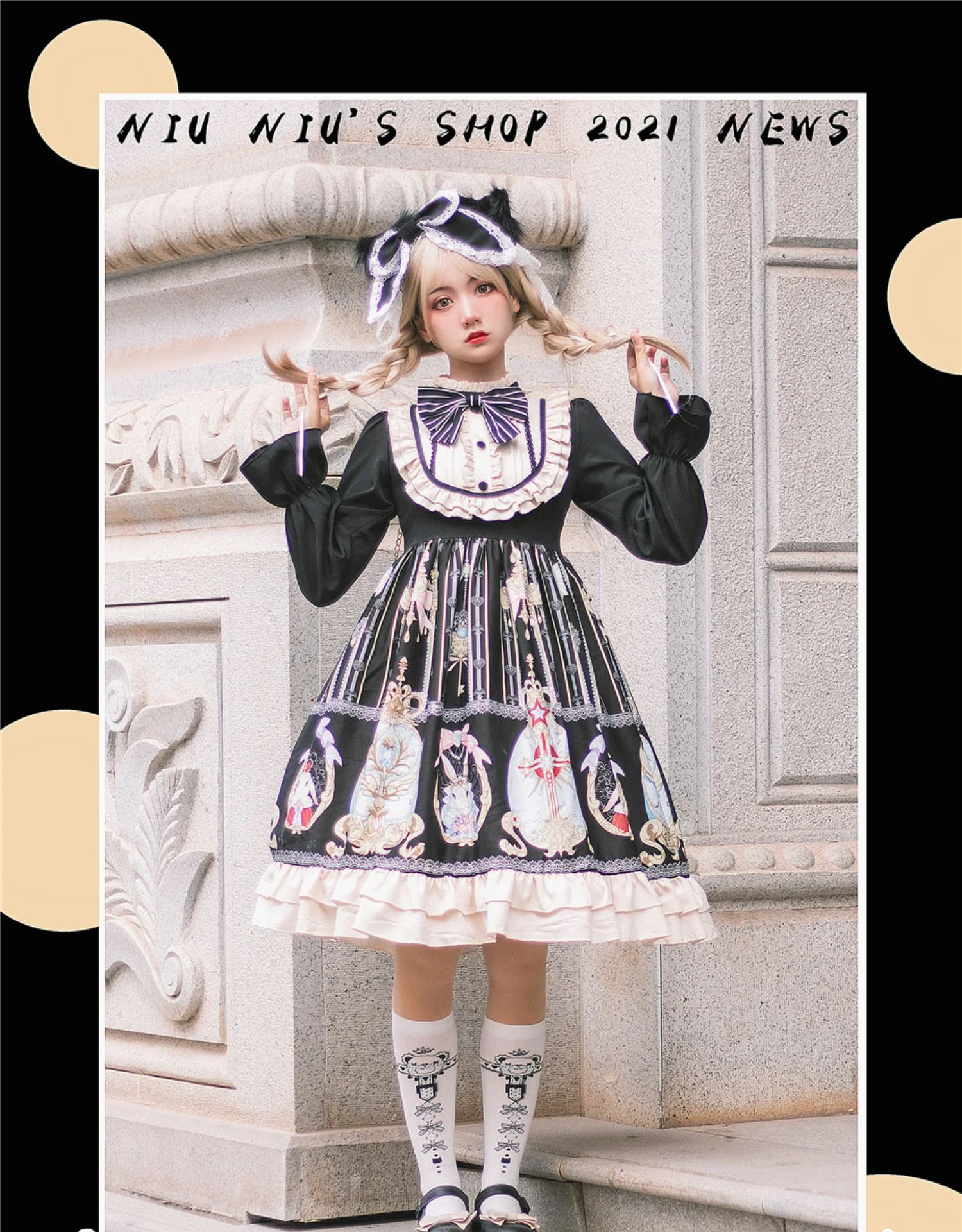 Easter - Plus Size Lolita Dress Black Long Sleeve Vintage OP - Image 6