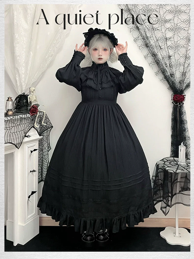 Sanshanjiu - A Quiet Place - Nun Style Gothic Lolita OP Dress - Image 12