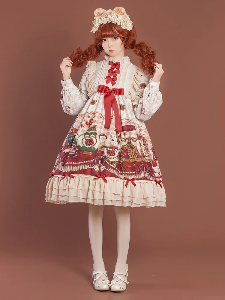 Crown Bear - Kawaii Daily Lolita Long OP Dress - Image 4