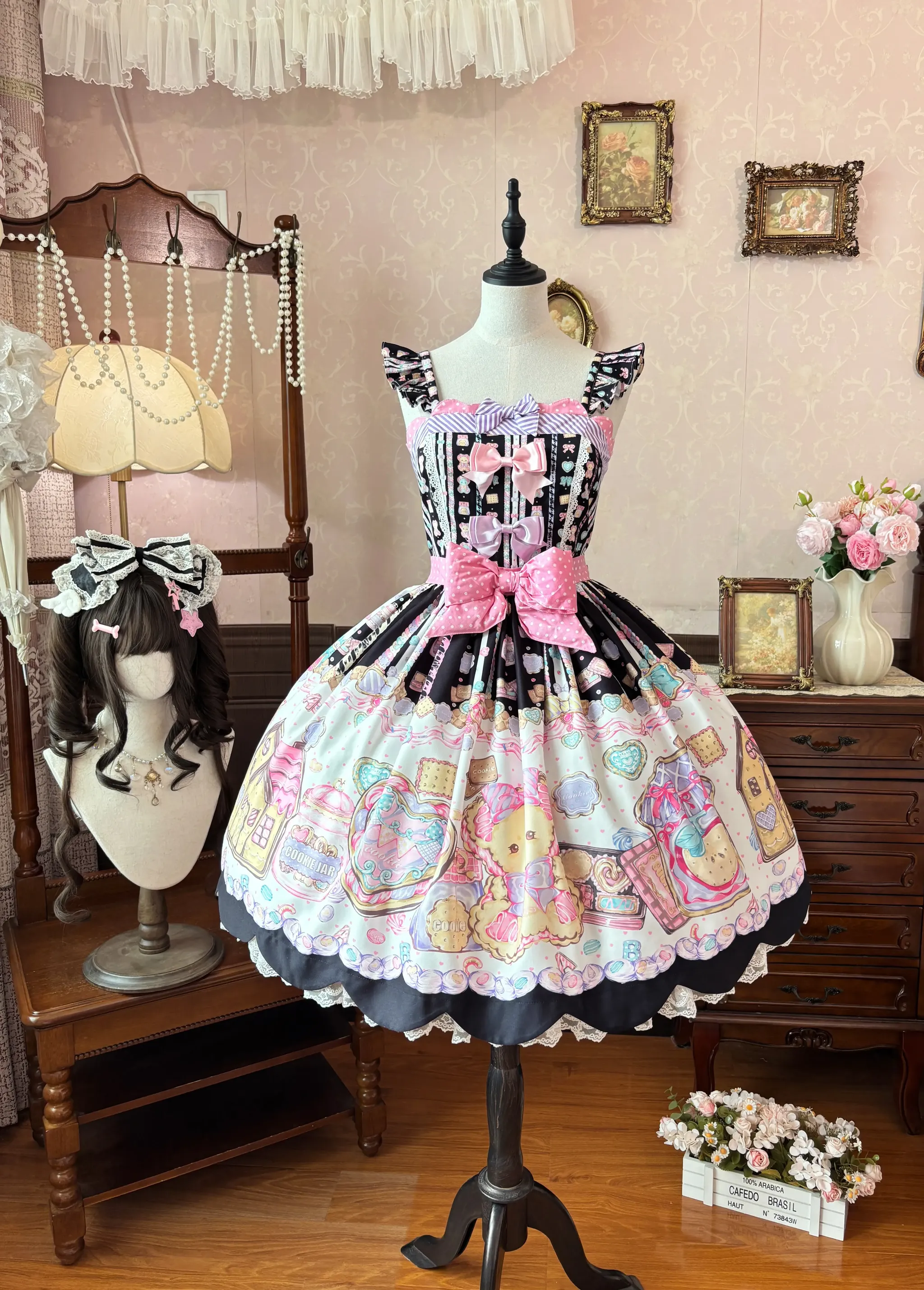 Sugar Frost Cookie - Old School Lolita Bear Dessert Printed JSK Dress - Image 4