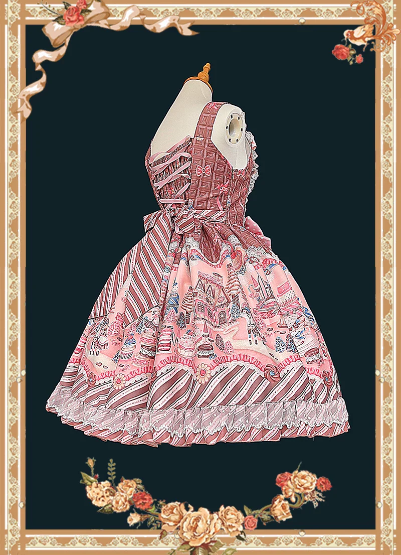 Candy House - Old School Lolita Cake Print JSK Dress, Side Zipper - Image 8