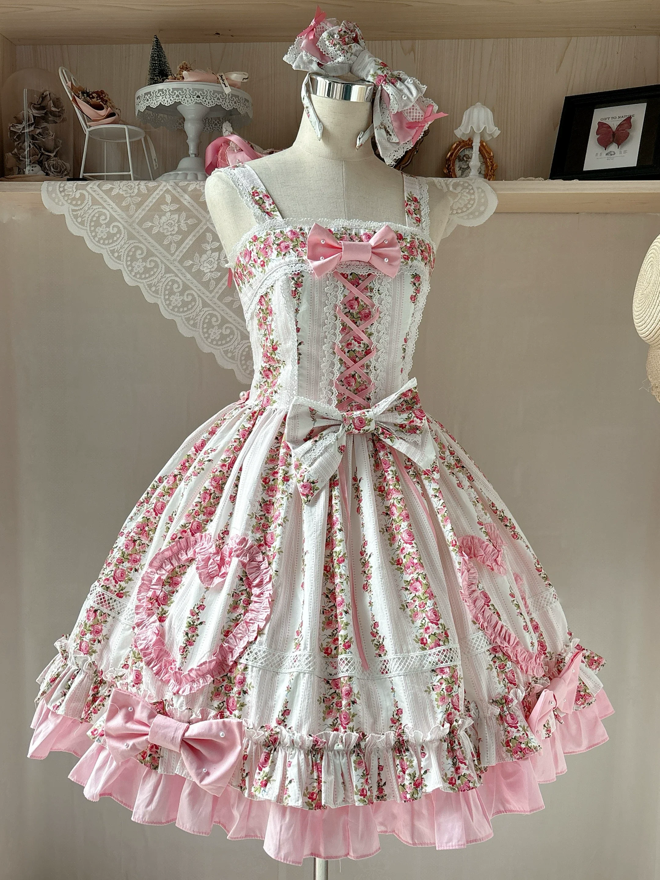 Blossom Whispers - Old School Lolita Cotton JSK Dress, Floral Print - Image 2