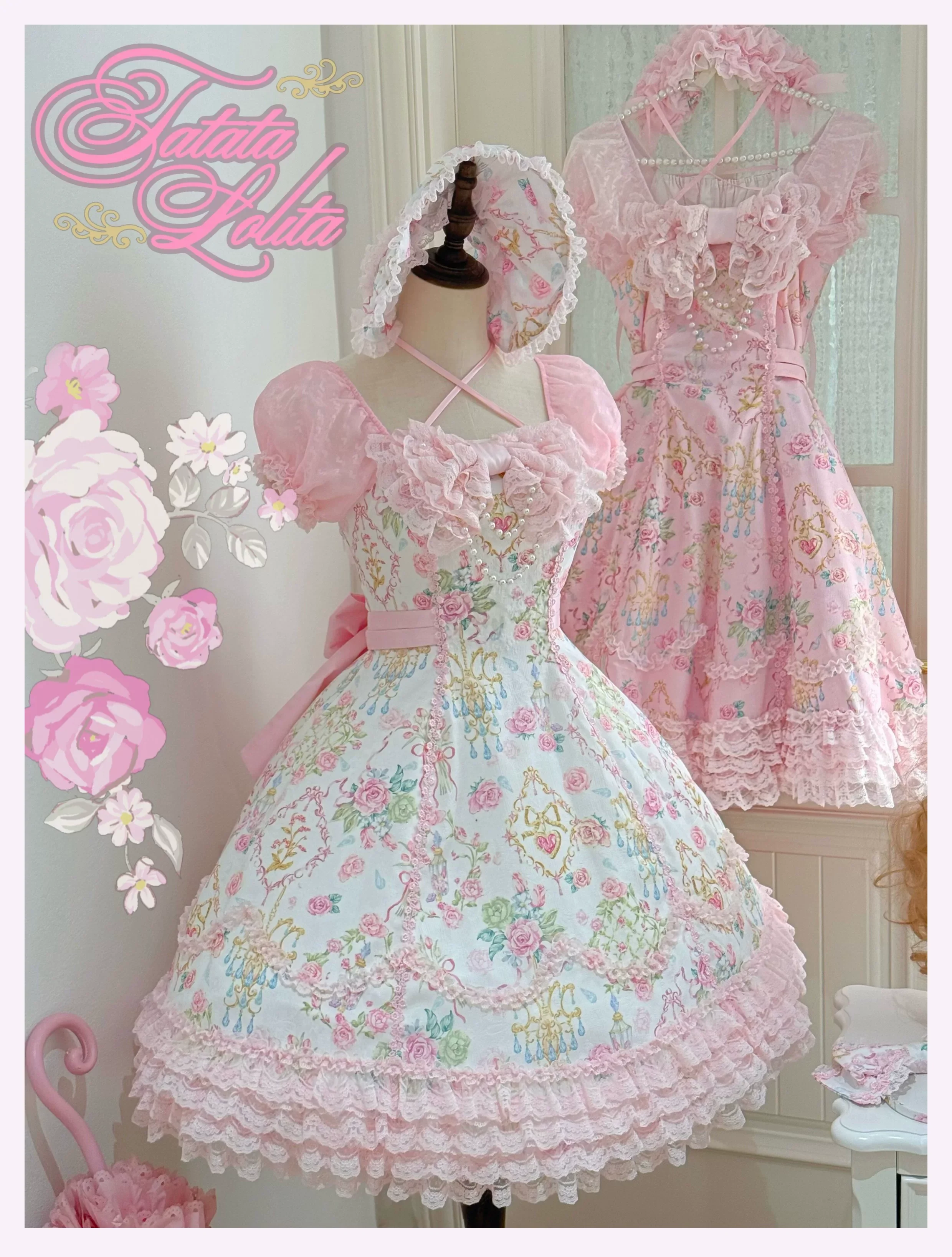Spring 2025 - Old School Lolita Floral Print JSK Dress, Doll-Like OP - Image 11