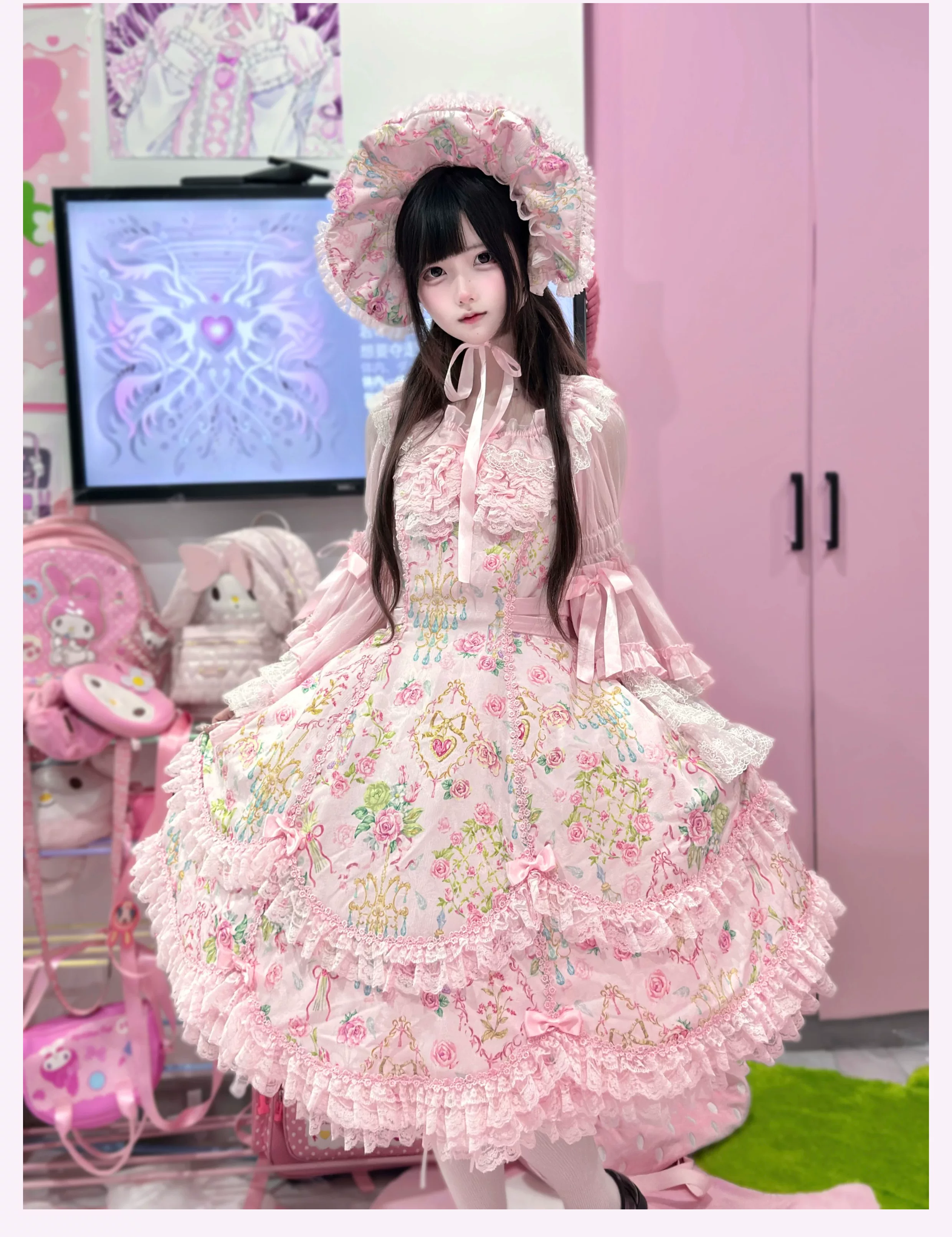 Spring 2025 - Old School Lolita Floral Print JSK Dress, Doll-Like OP - Image 5