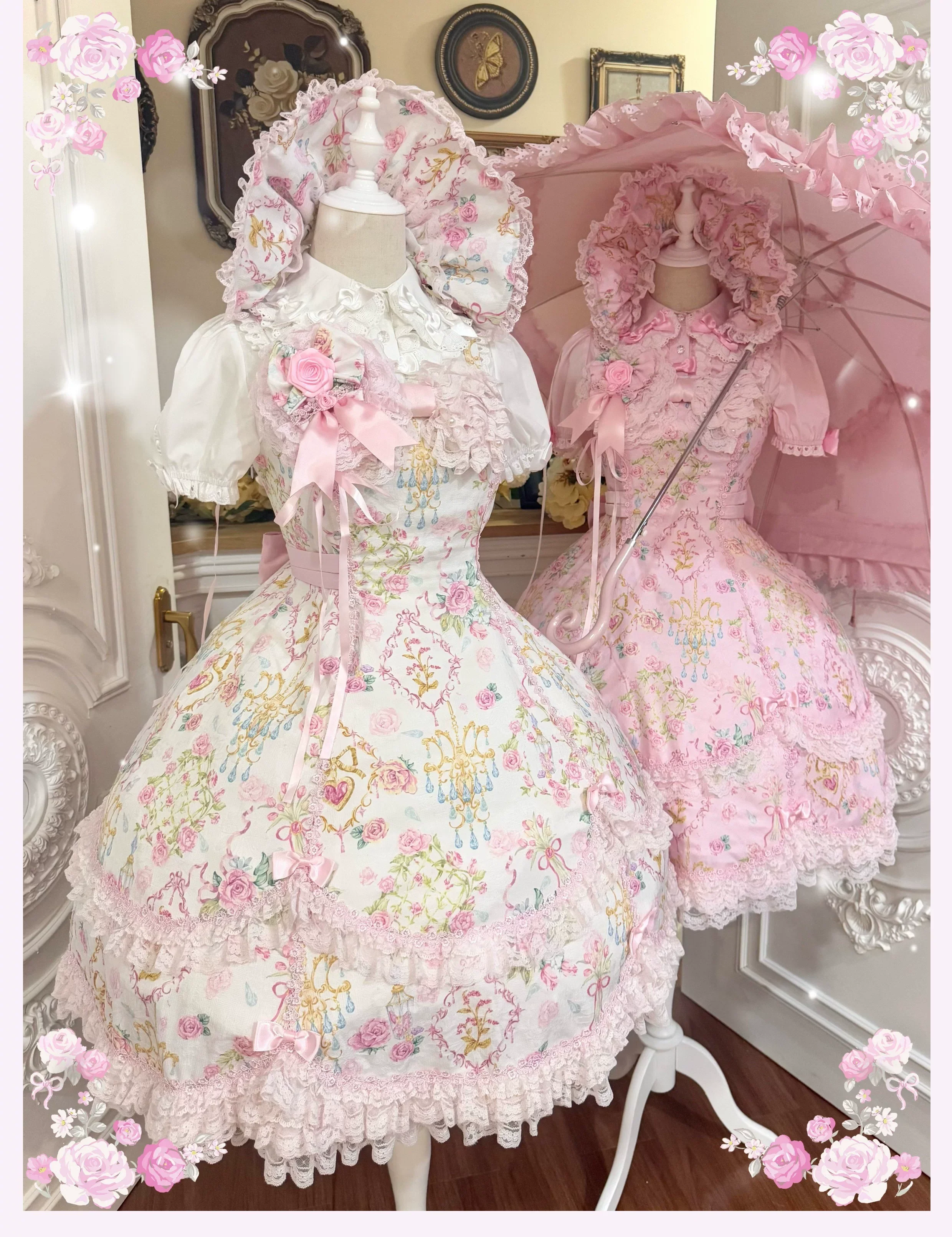 Spring 2025 - Old School Lolita Floral Print JSK Dress, Doll-Like OP - Image 8