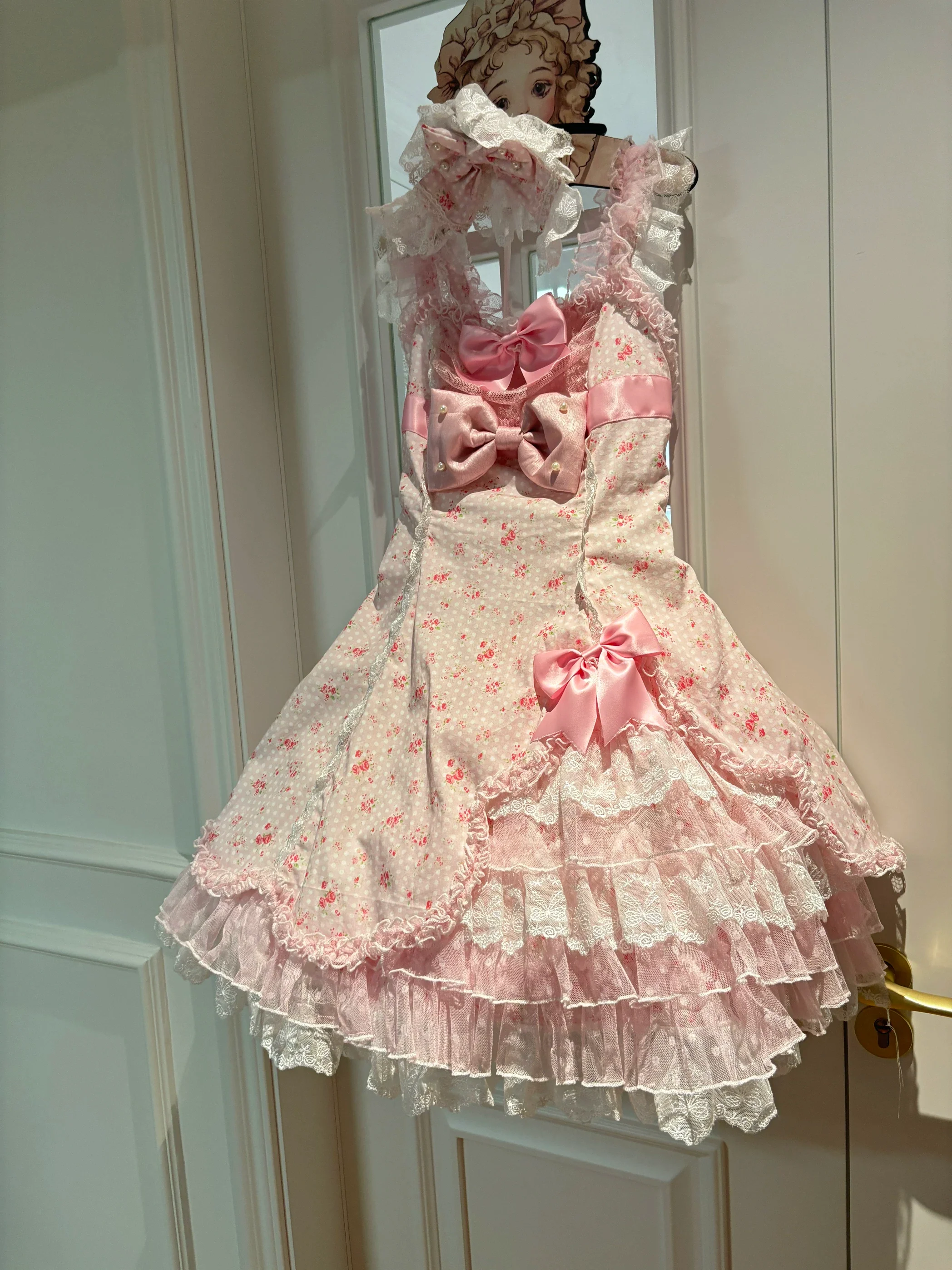 Spring Bud - Old School Lolita Floral Print JSK Dress, Layered Skirt - Image 11