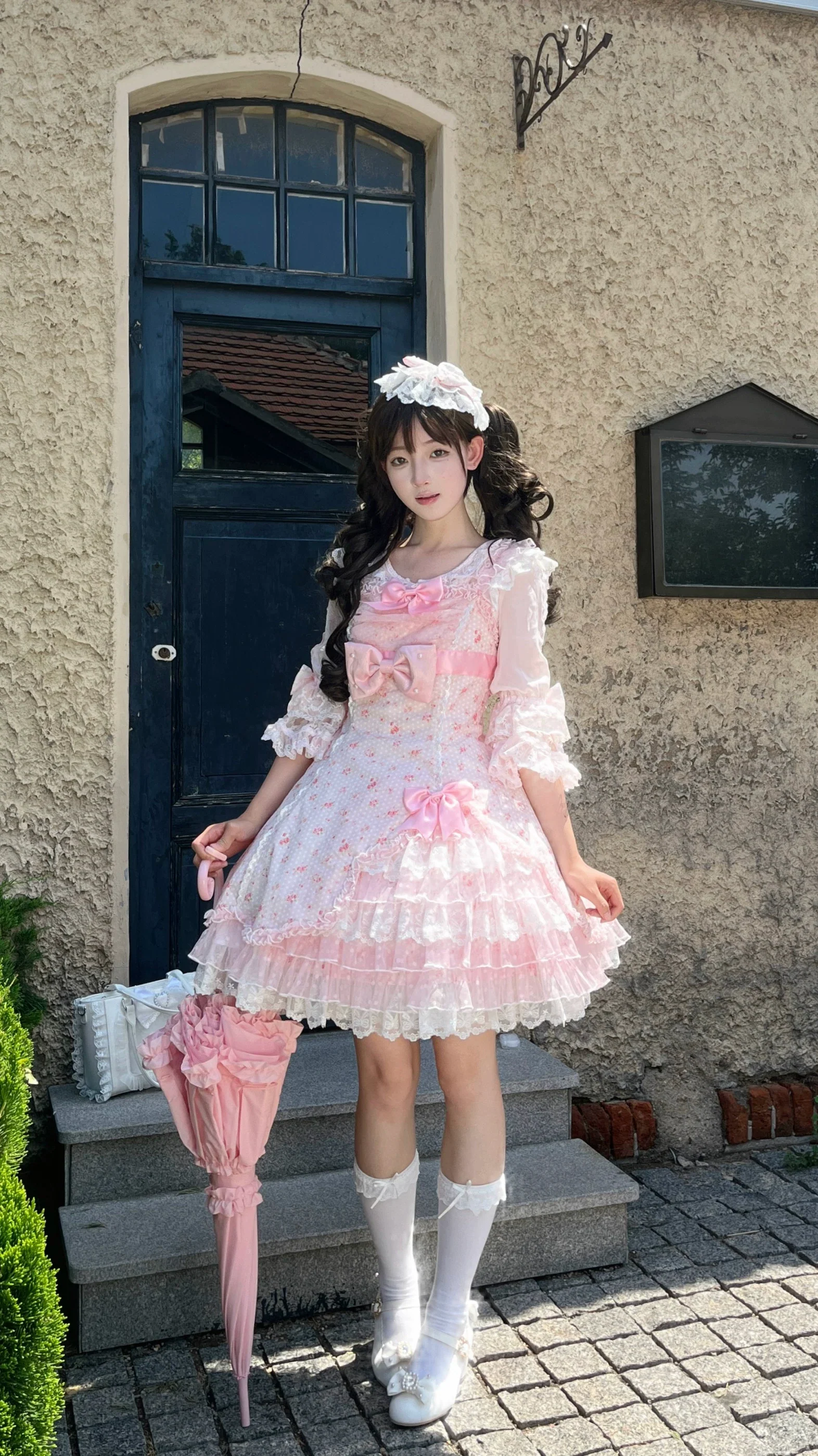 Spring Bud - Old School Lolita Floral Print JSK Dress, Layered Skirt - Image 6