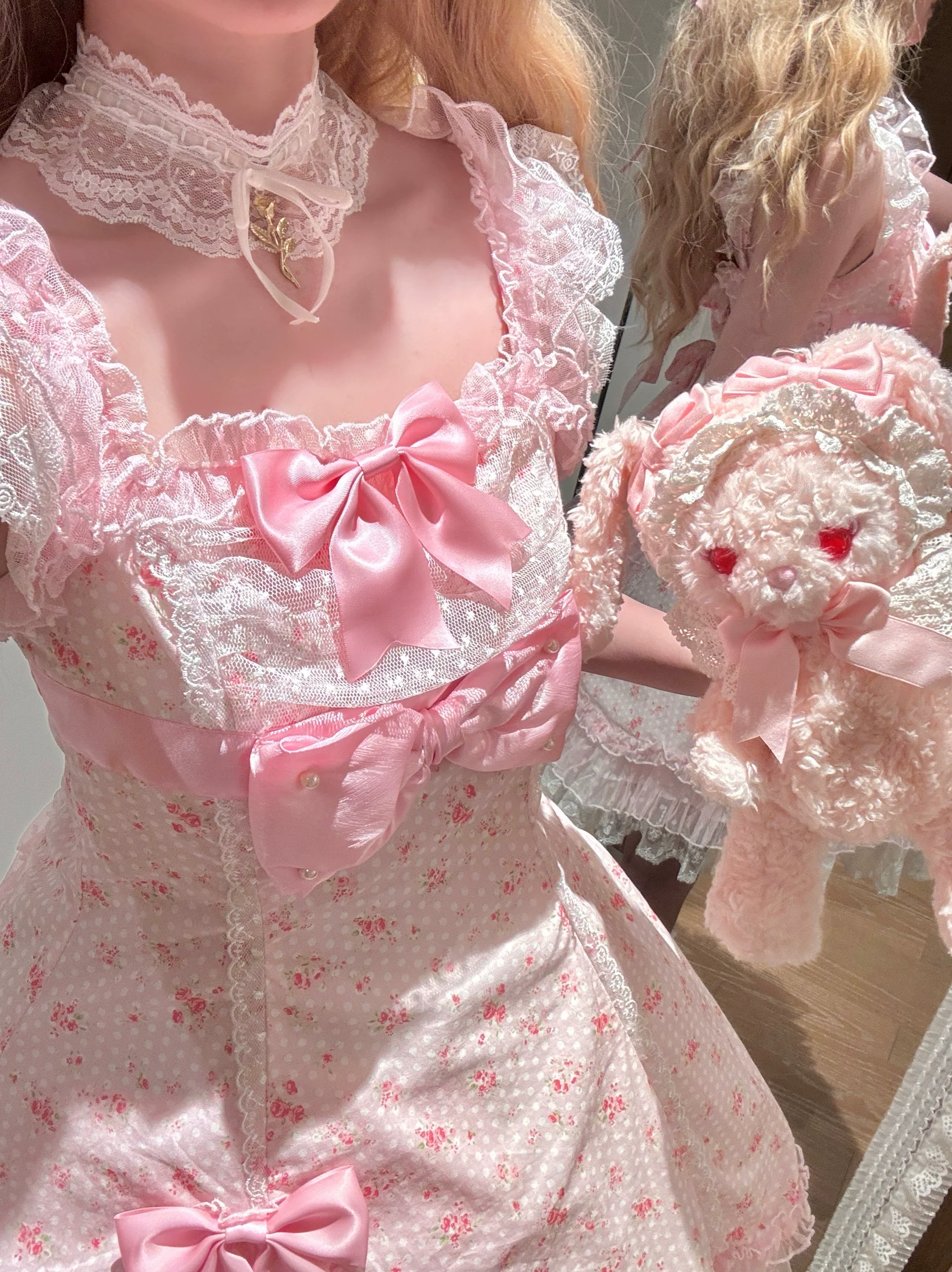 Spring Bud - Old School Lolita Floral Print JSK Dress, Layered Skirt - Image 7