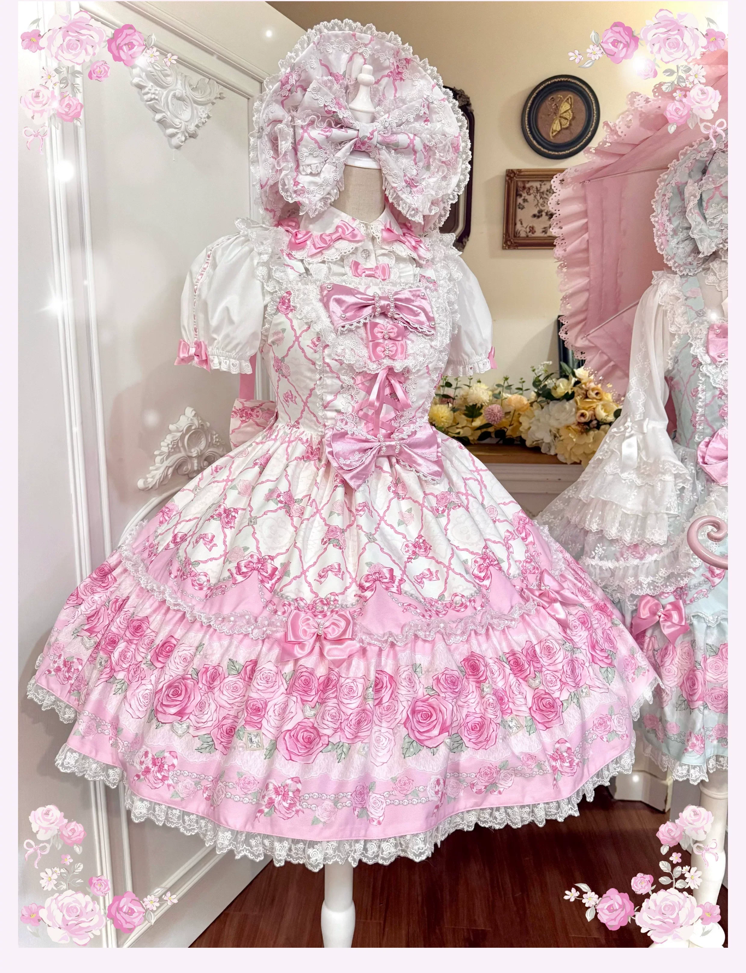 Summer 2026 - Old School Lolita Floral Printed JSK Dress with Ribbon Bows - Image 11