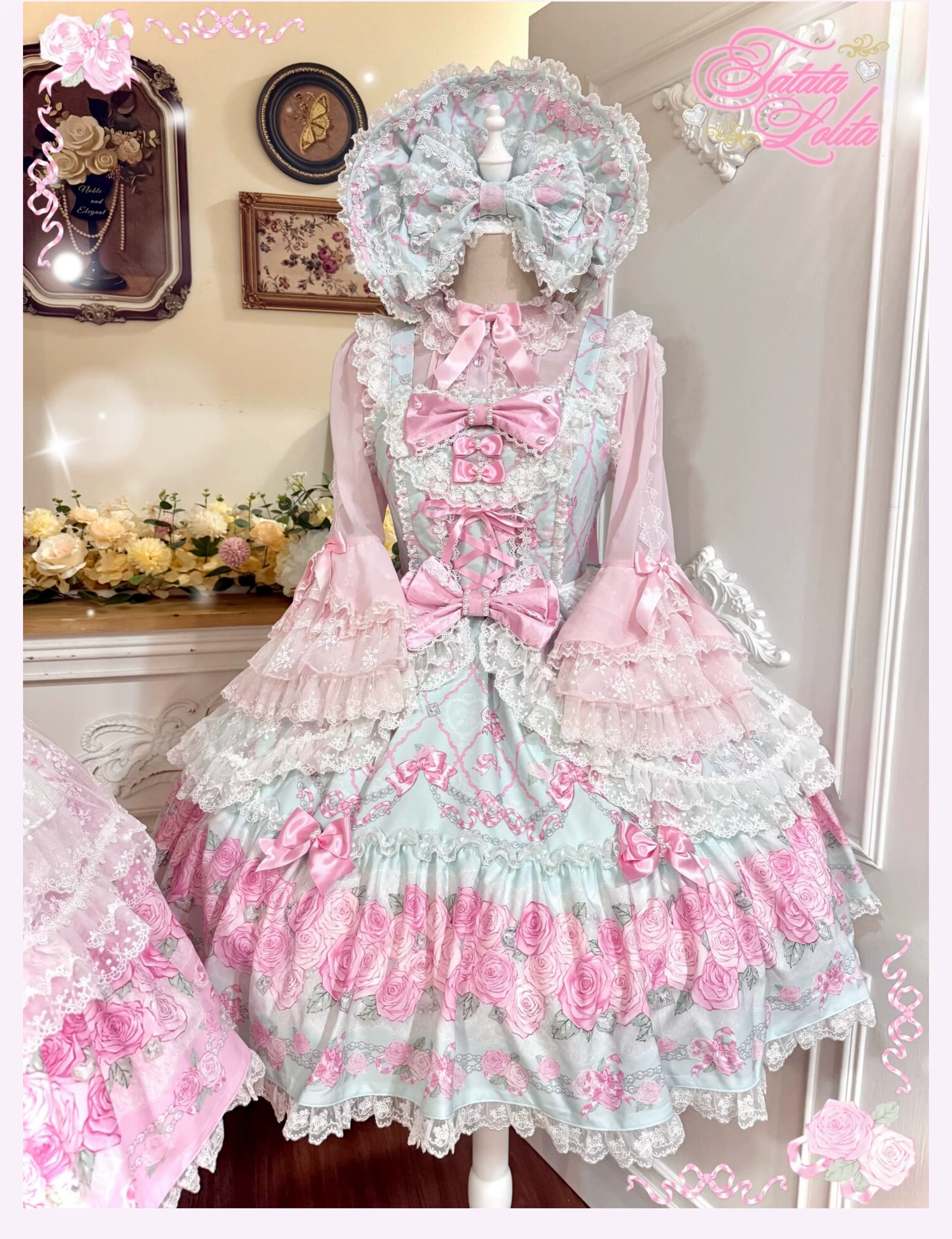 Summer 2026 - Old School Lolita Floral Printed JSK Dress with Ribbon Bows - Image 13