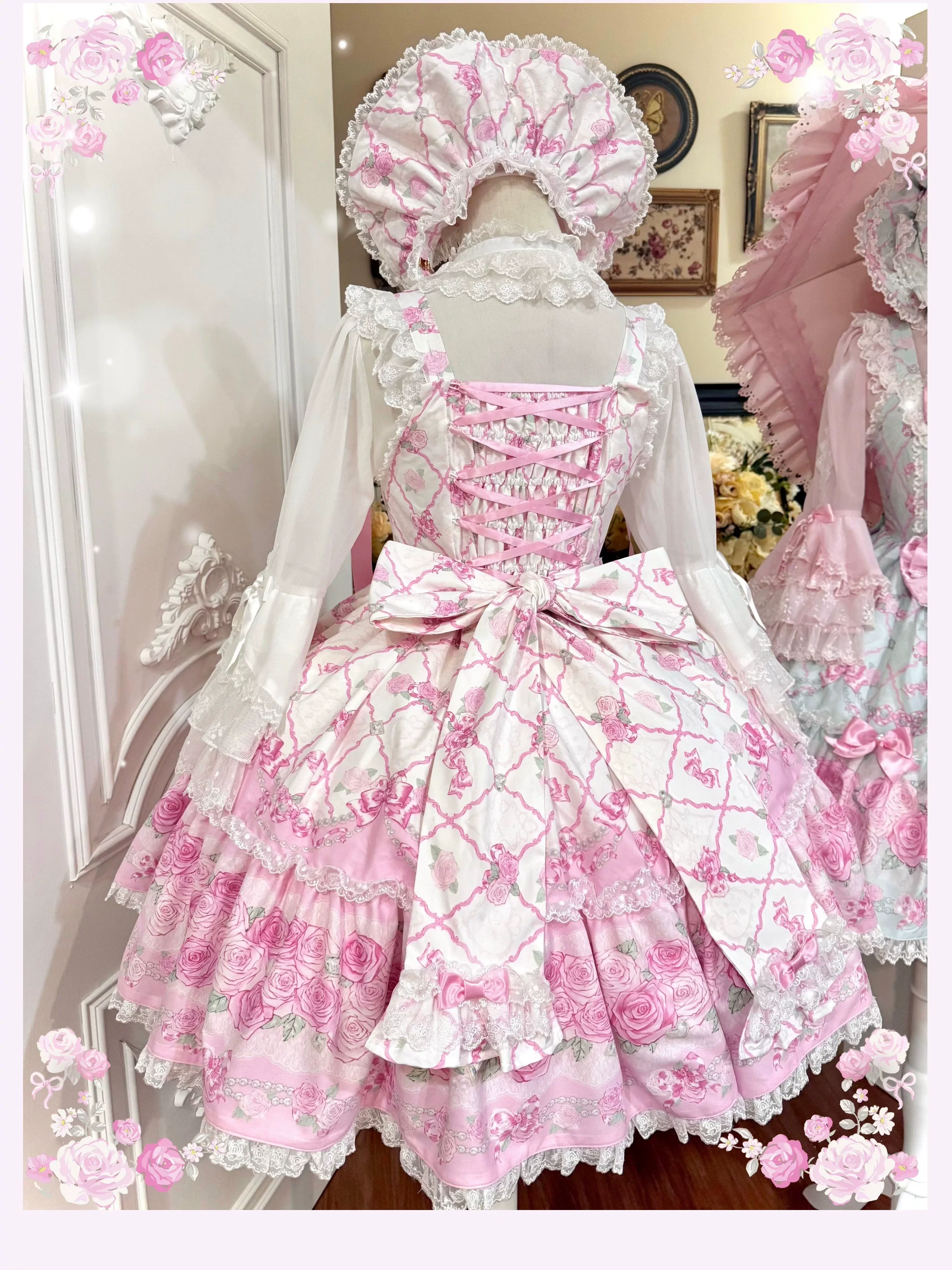 Summer 2026 - Old School Lolita Floral Printed JSK Dress with Ribbon Bows - Image 4