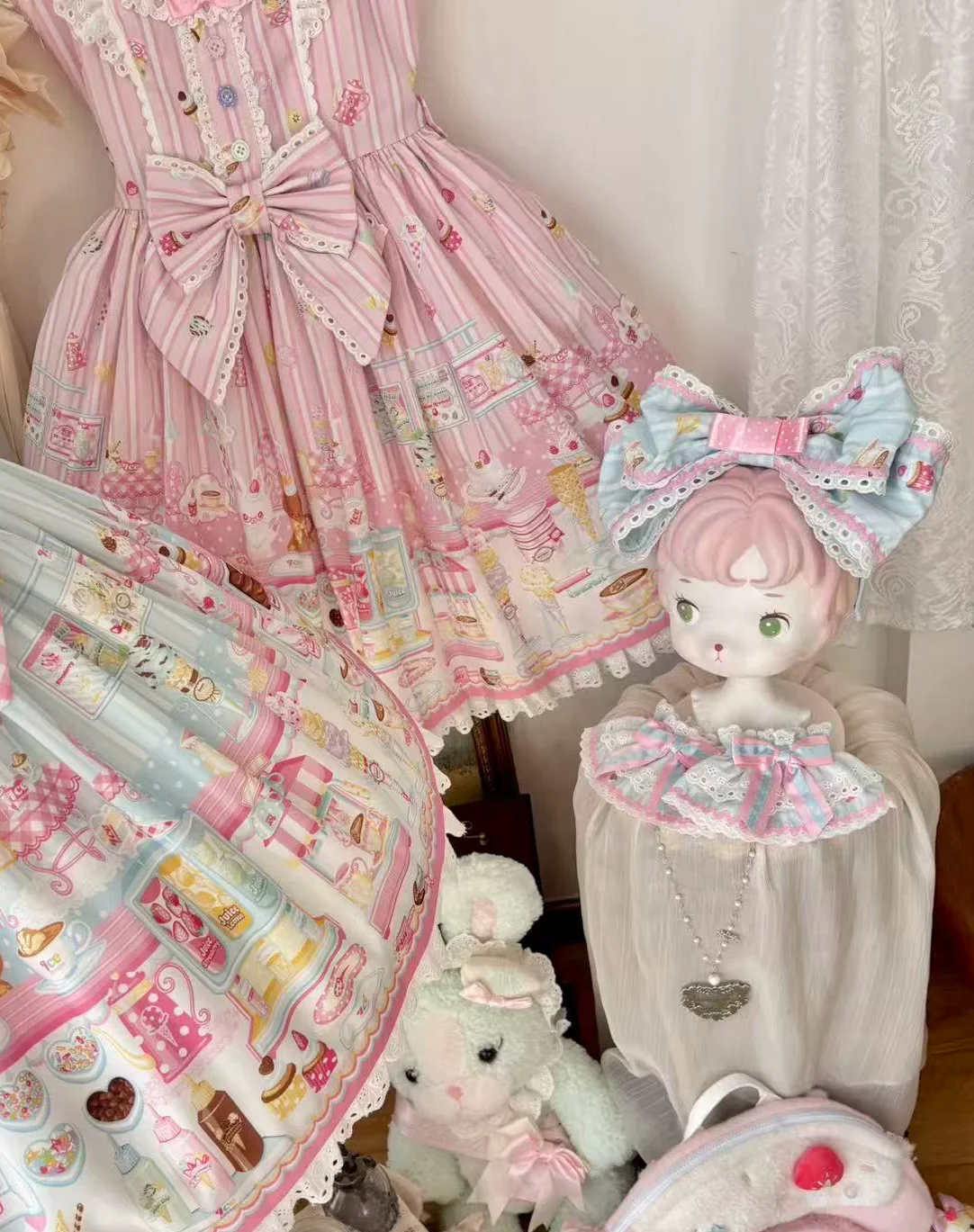 Summer Ice Cream Tale - Old School Lolita Ice Cream Printed OP & JSK Dress - Image 7