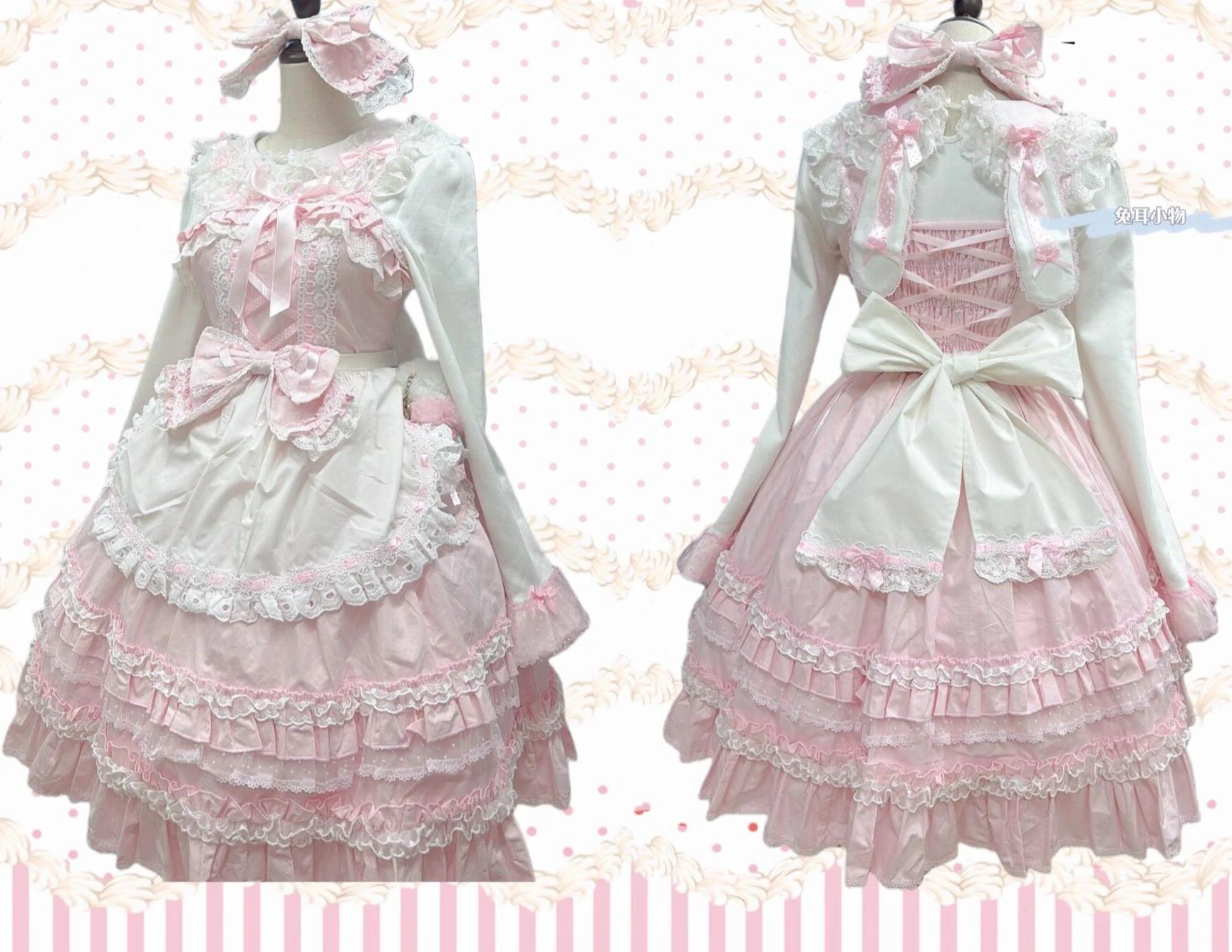 Little Dessert Chef - Old School Lolita JSK Dress, Cream-Like Ruffle - Image 13
