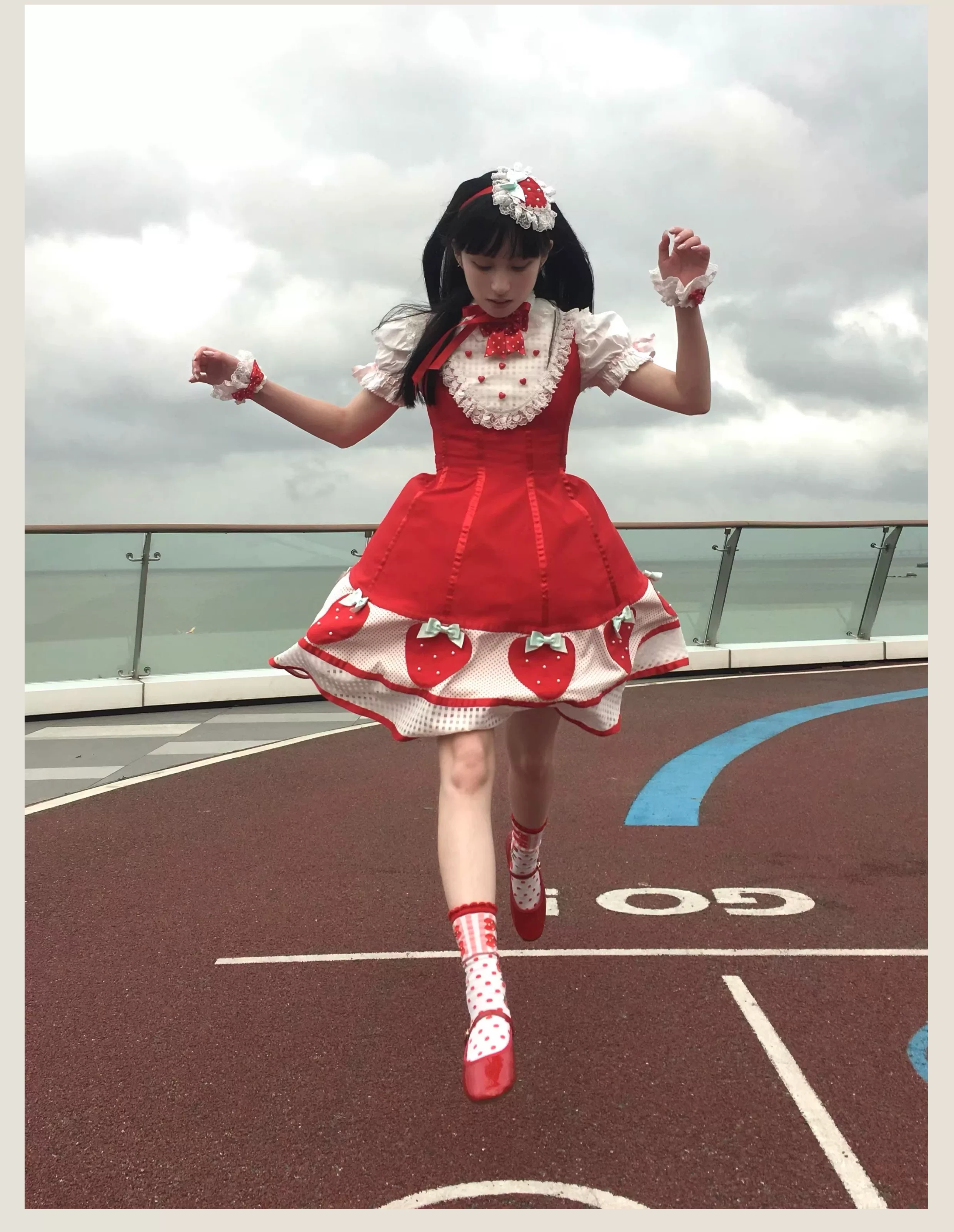 The Weird Strawberry Lady - Old School Lolita JSK, Hand-Studded Strawberry - Image 13
