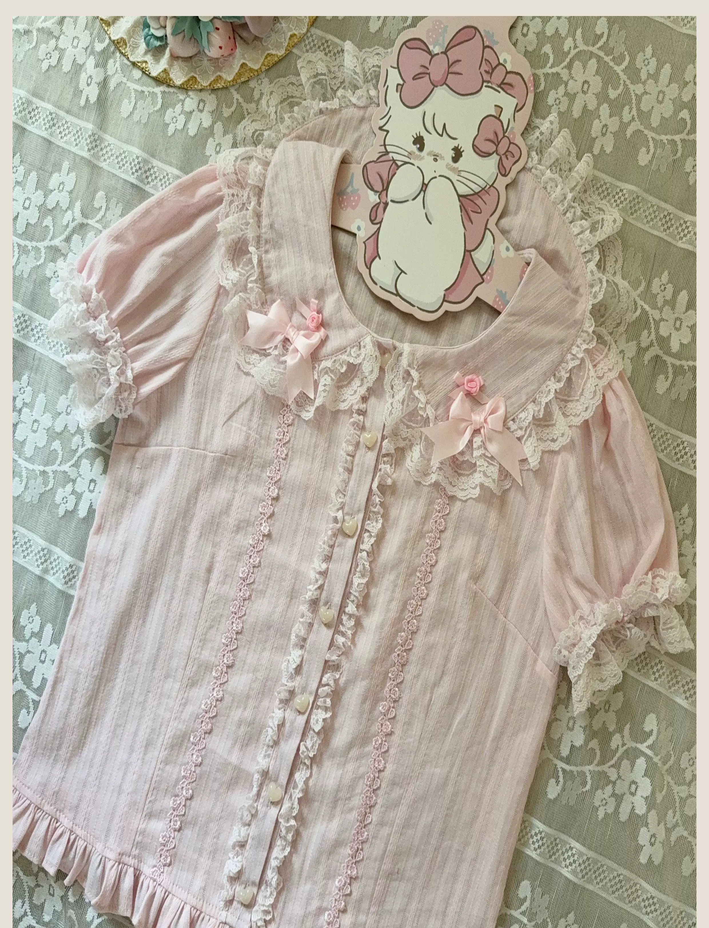Old School Lolita Peter Pan Collar Blouse with Lace - Image 8