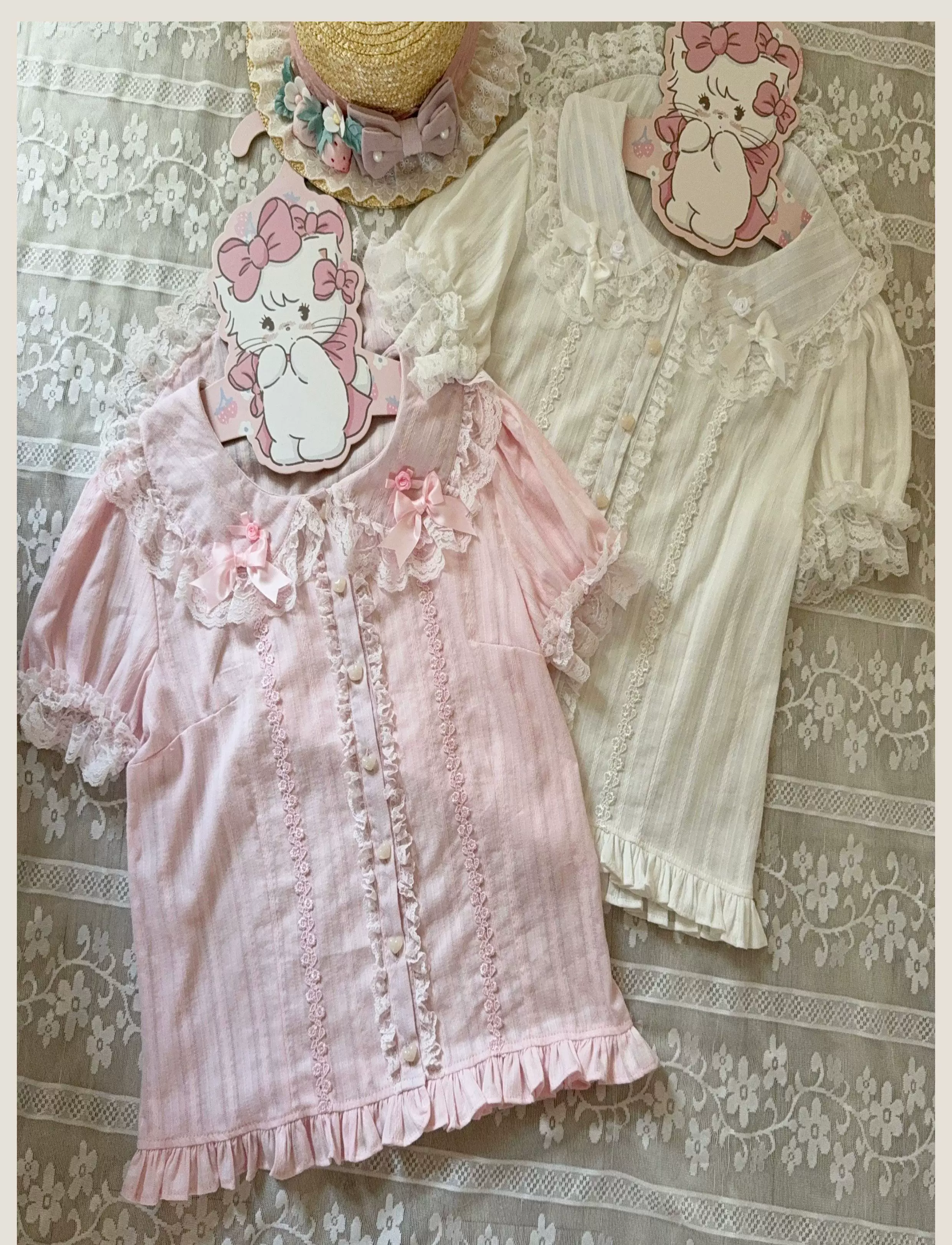Old School Lolita Peter Pan Collar Blouse with Lace - Image 9
