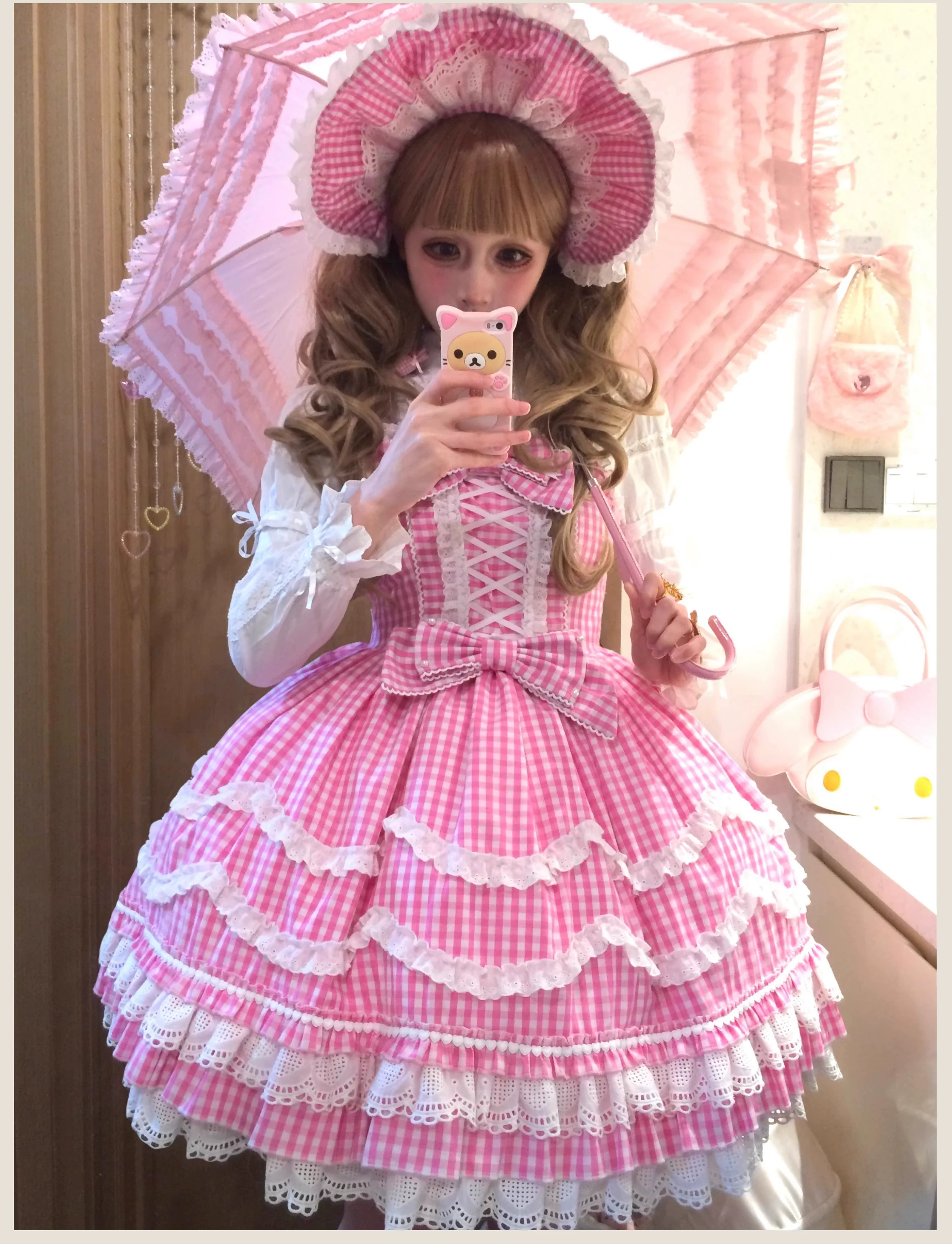 Plaid Baileys - Pink Plaid Old School Lolita JSK Dress - Image 3