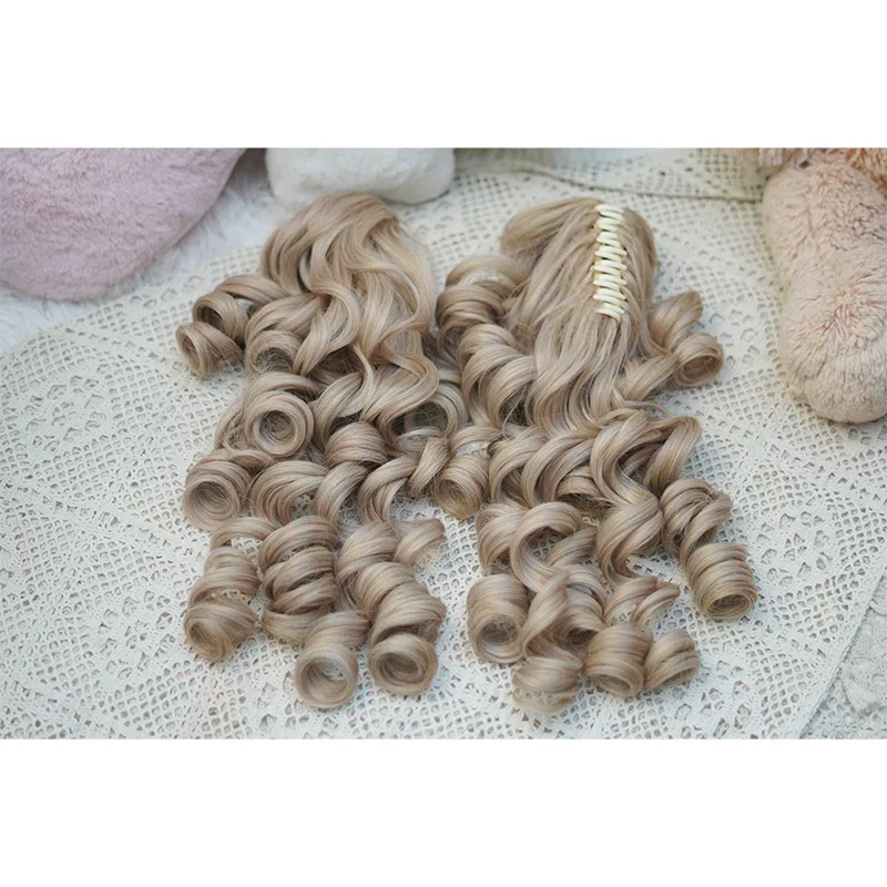 Old School Lolita See-through Bangs Wig, Curly Ponytails - Image 12
