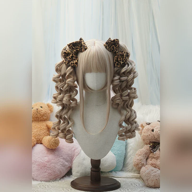 Old School Lolita See-through Bangs Wig, Curly Ponytails - Image 4