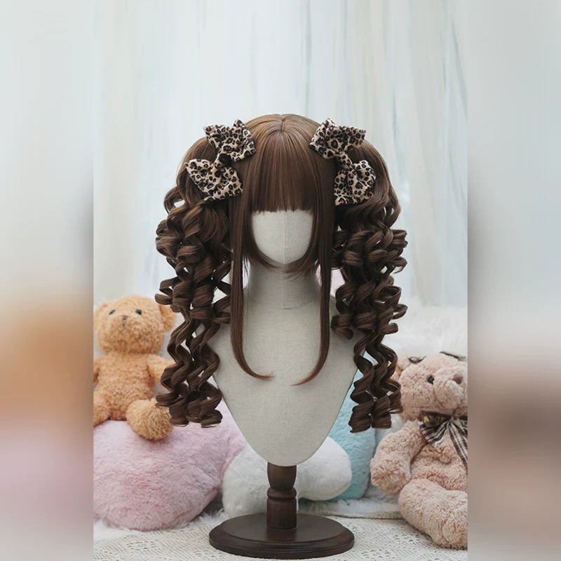 Old School Lolita See-through Bangs Wig, Curly Ponytails - Image 5