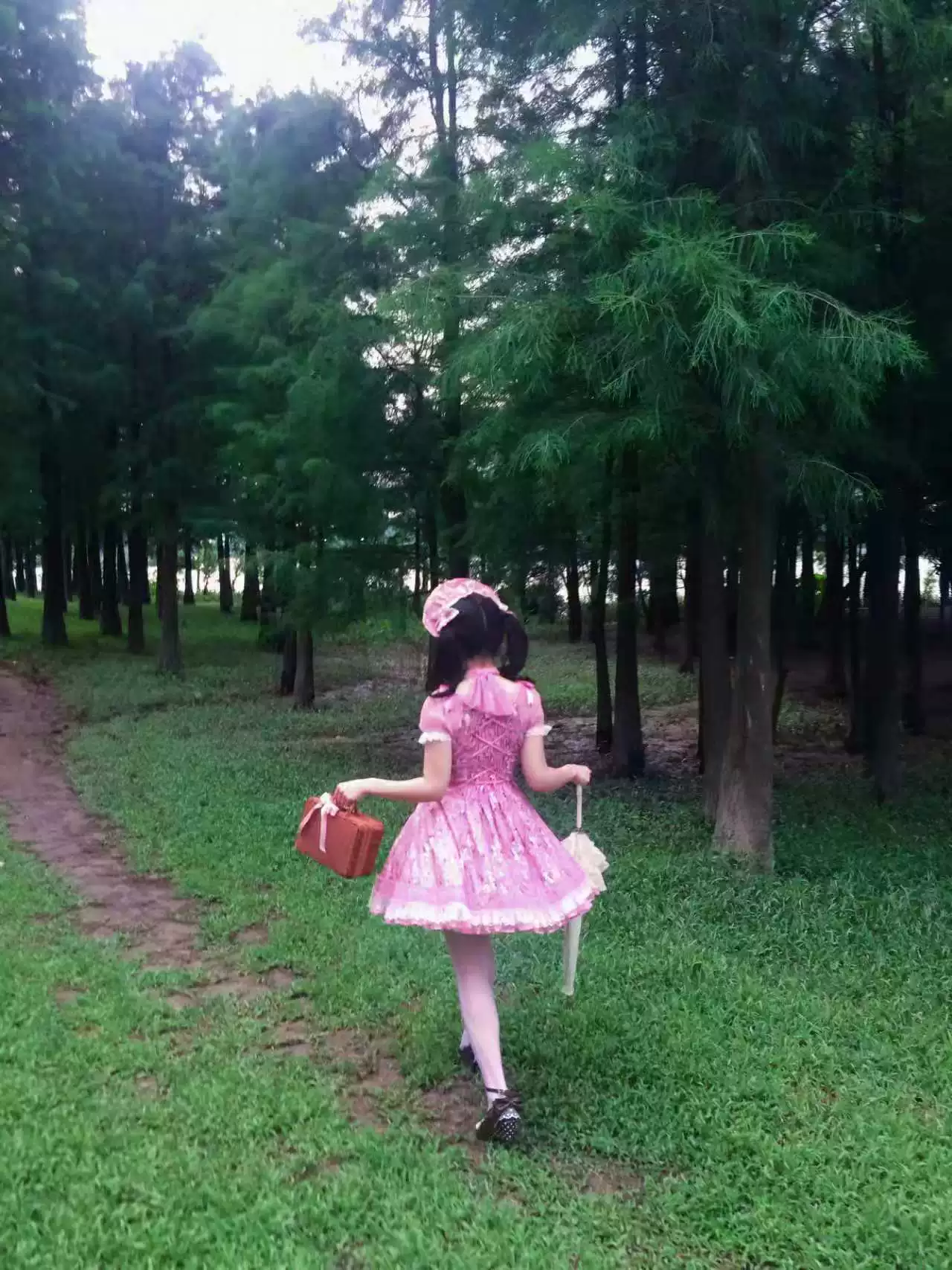 Crimson Poem - Old School Lolita Six-Panel Cut Floral Printed OP Dress - Image 12