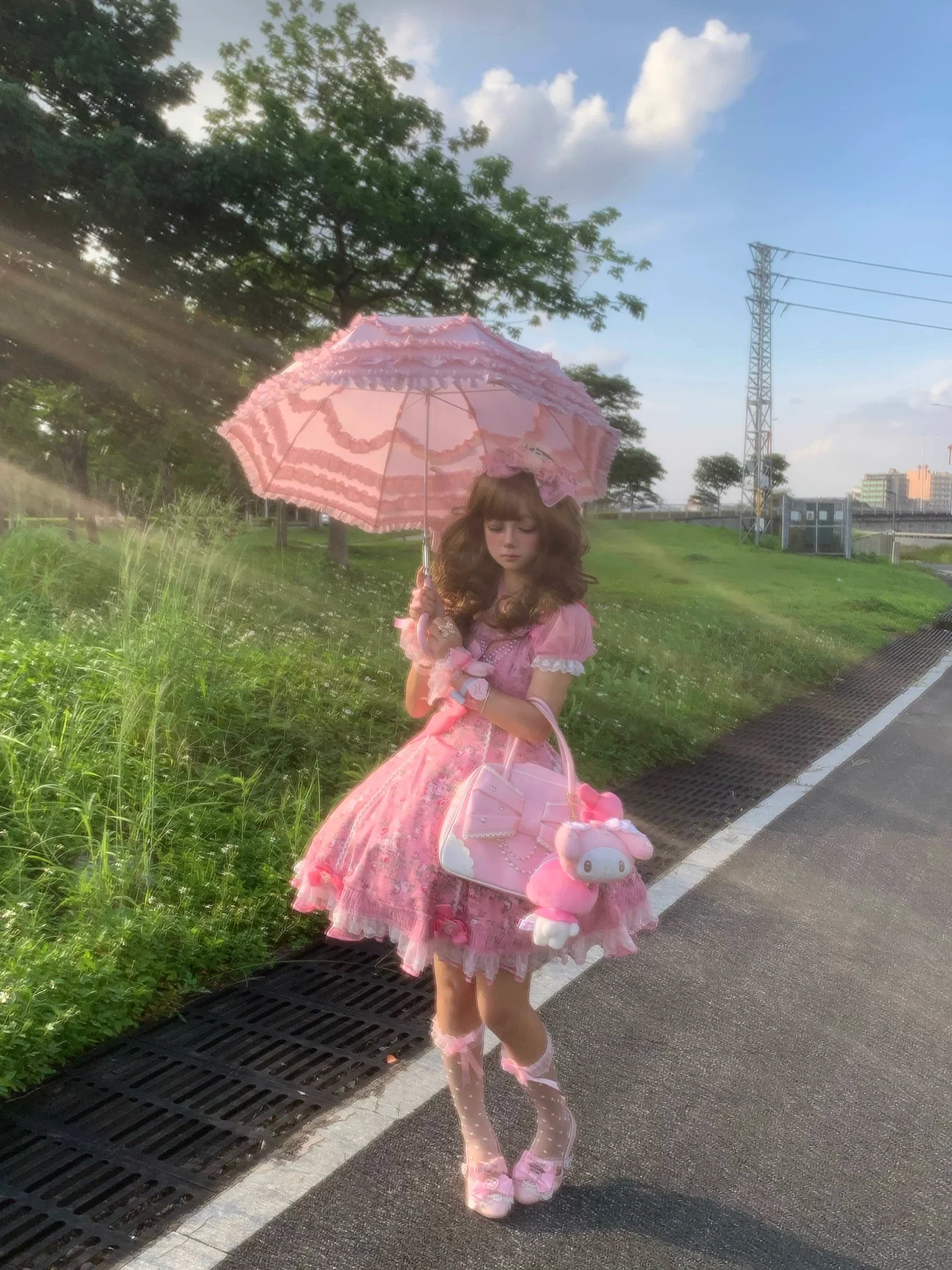 Crimson Poem - Old School Lolita Six-Panel Cut Floral Printed OP Dress - Image 4